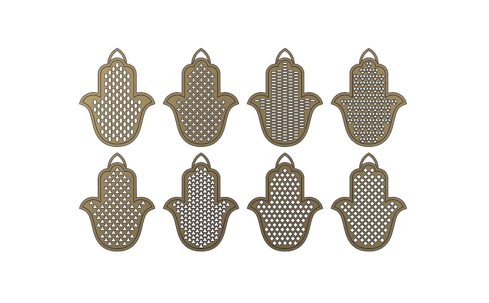 20 Flat Khamsa Khmissa beldi pendant with moucharabieh patterns  3D print model_2