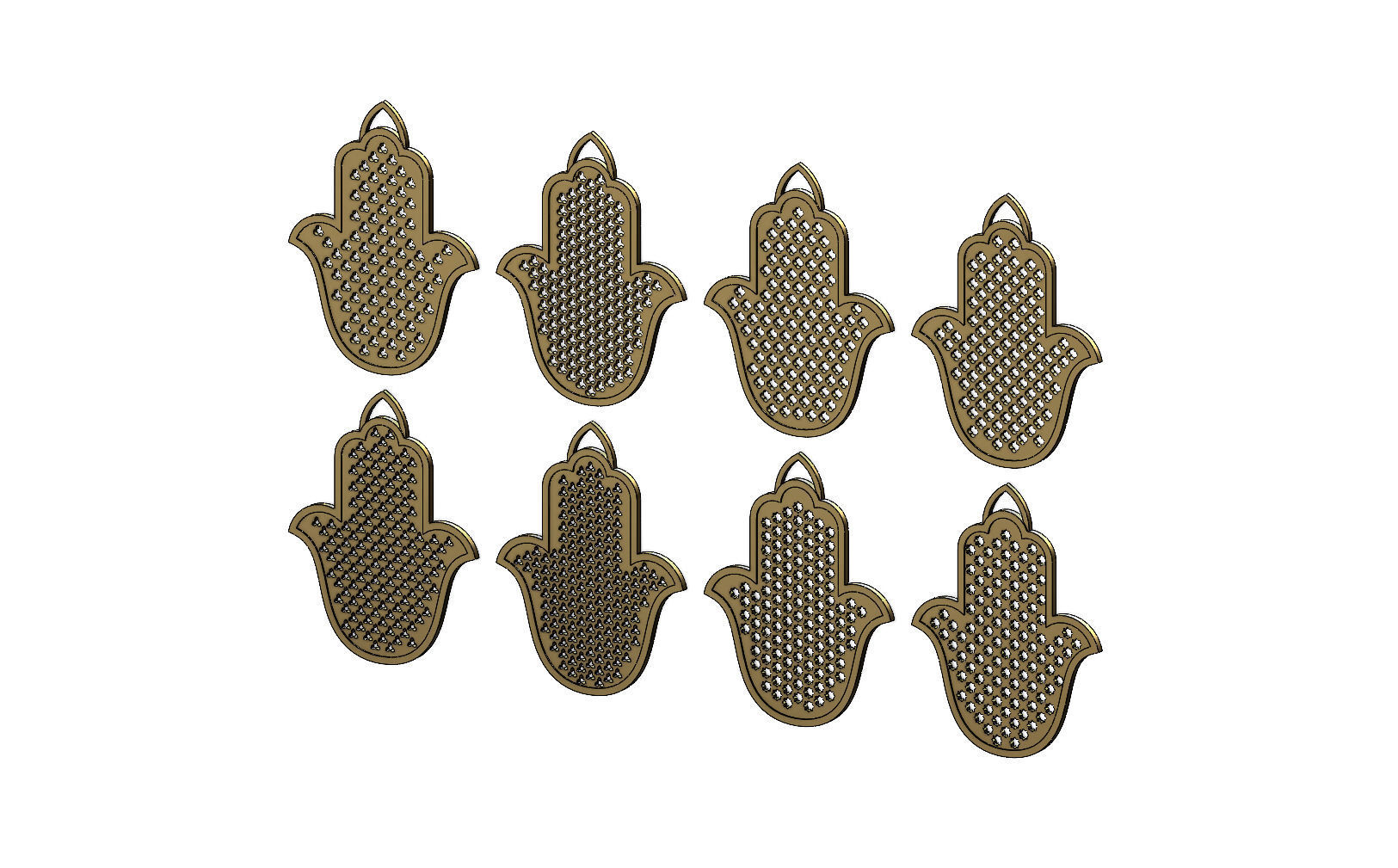 20 Flat Khamsa Khmissa beldi pendant with moucharabieh patterns  3D print model_5