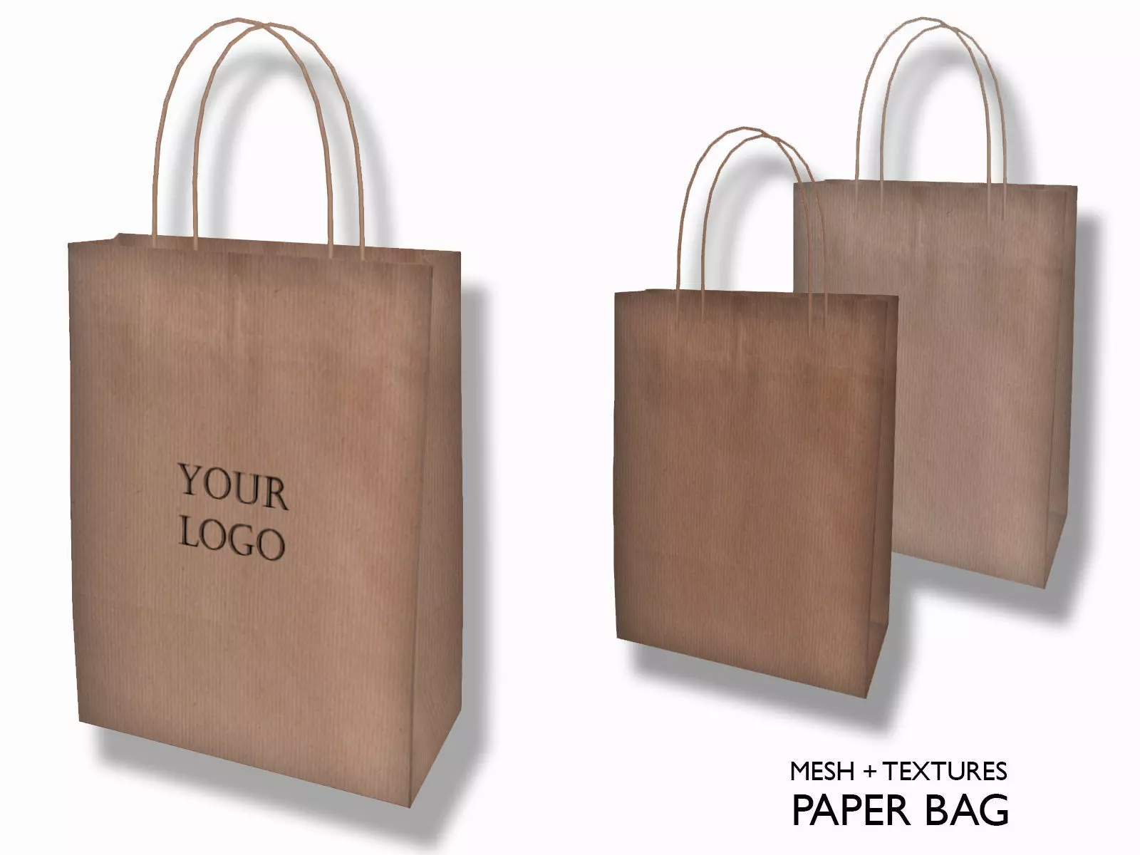 Paper Shopping Bag mesh Low-poly 3D model