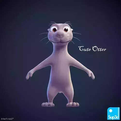 Cute Otter Cartoon FullBody 3D model