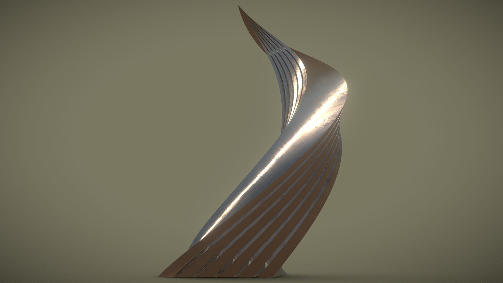 Twisted Layered Tower Bronze 3D model_8