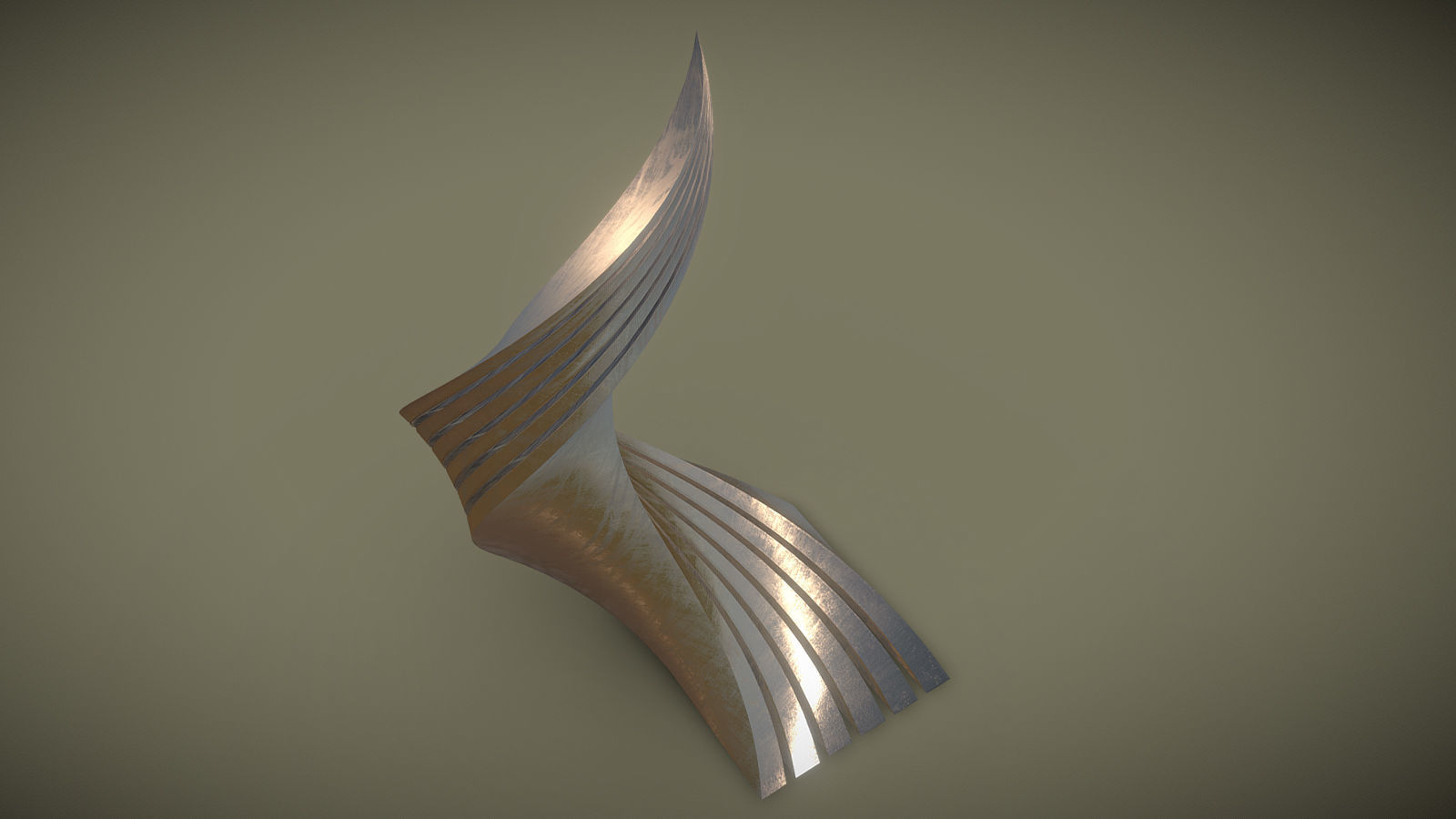 Twisted Layered Tower Bronze 3D model_9