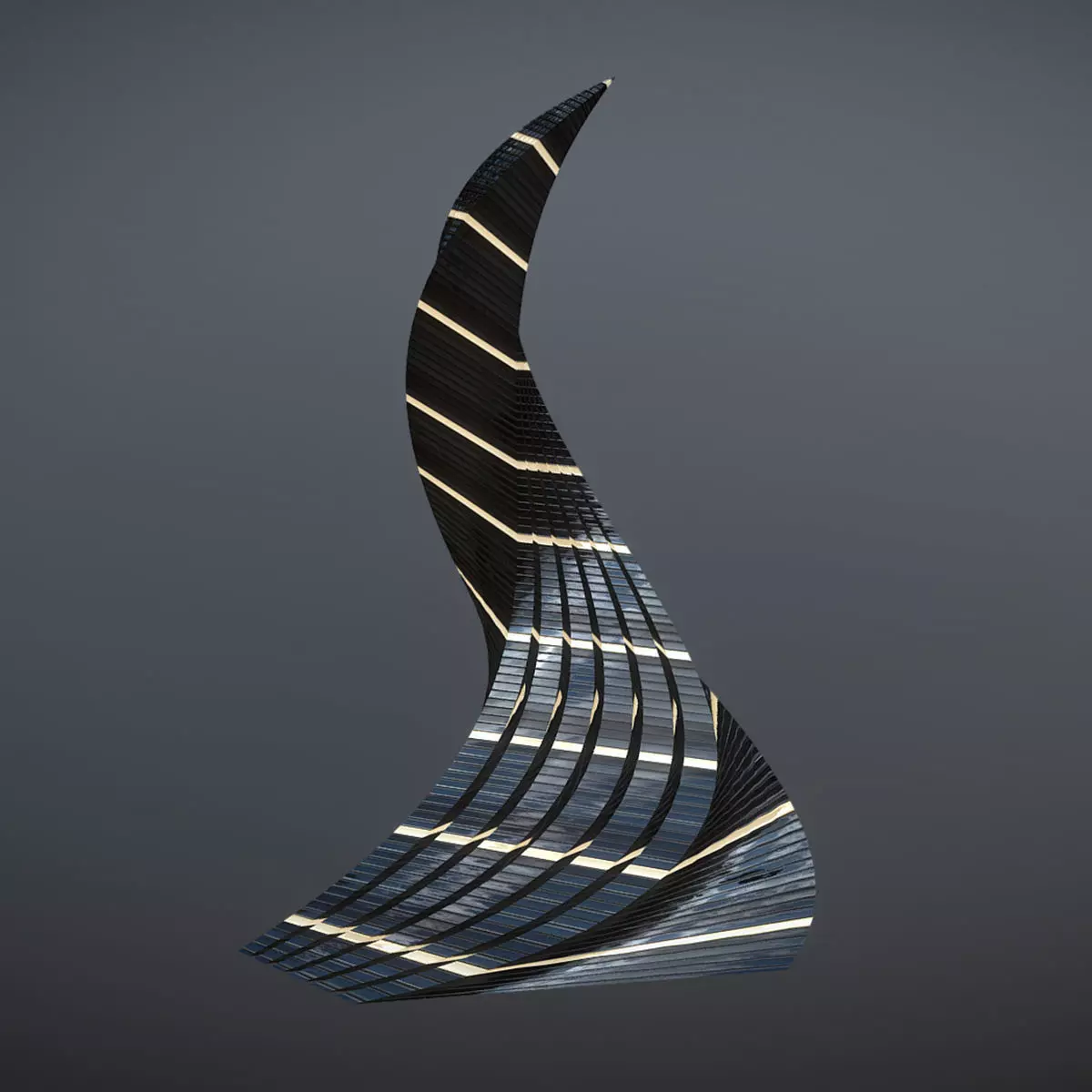 Twisted Layered Tower Glass 3D model_0