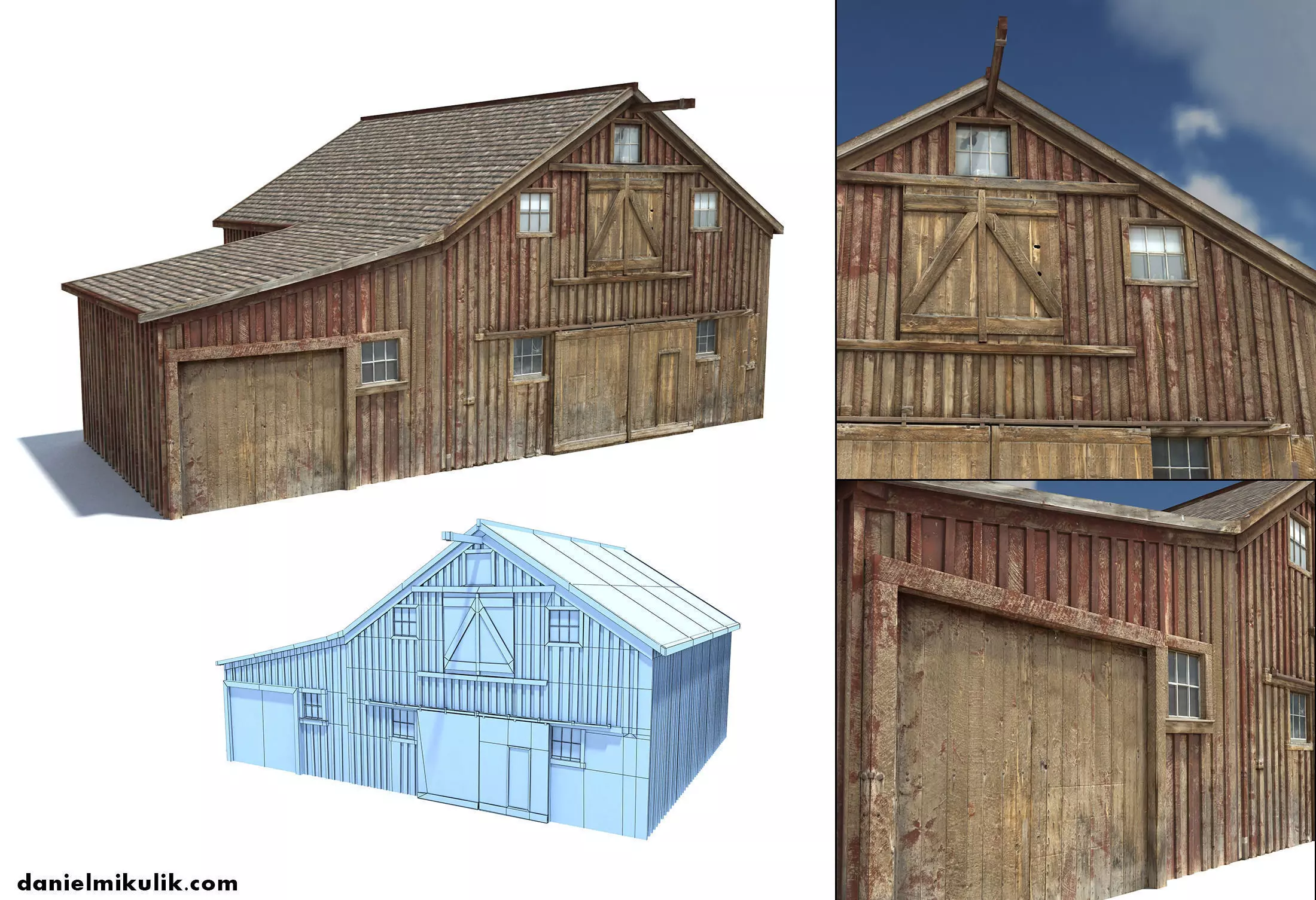 Low Poly Wild West Barn Low-poly 3D model_0