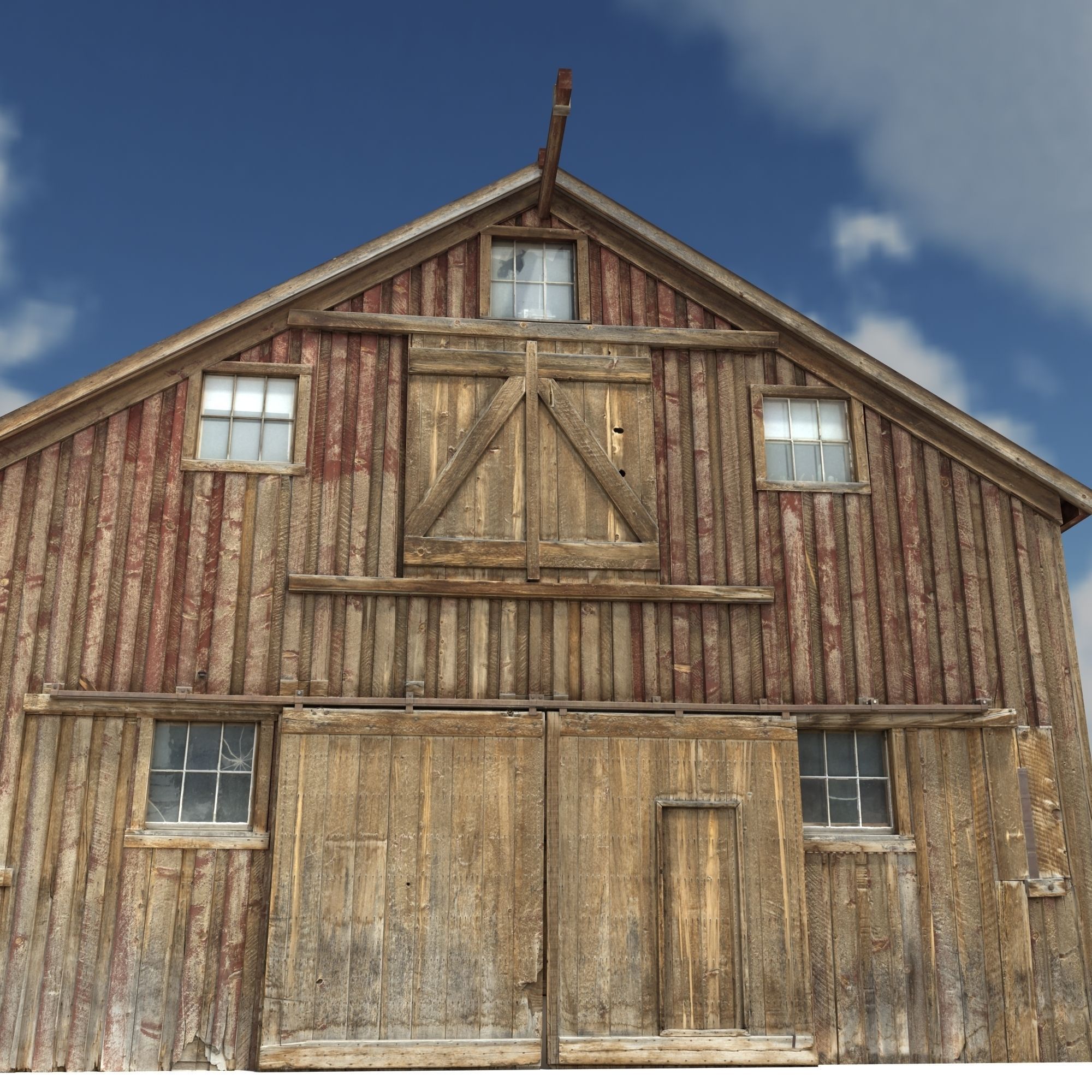 Low Poly Wild West Barn Low-poly 3D model_9