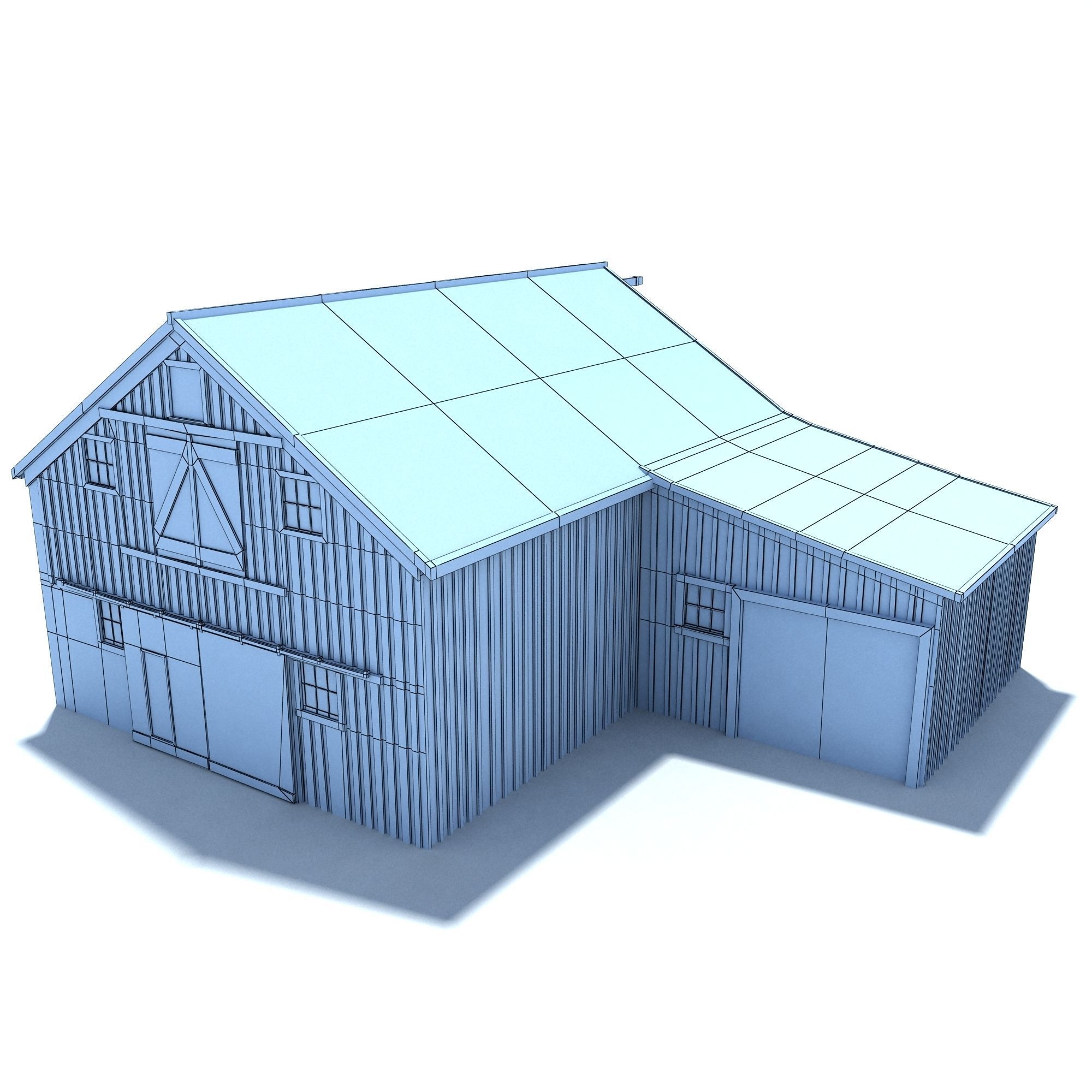 Low Poly Wild West Barn Low-poly 3D model_11
