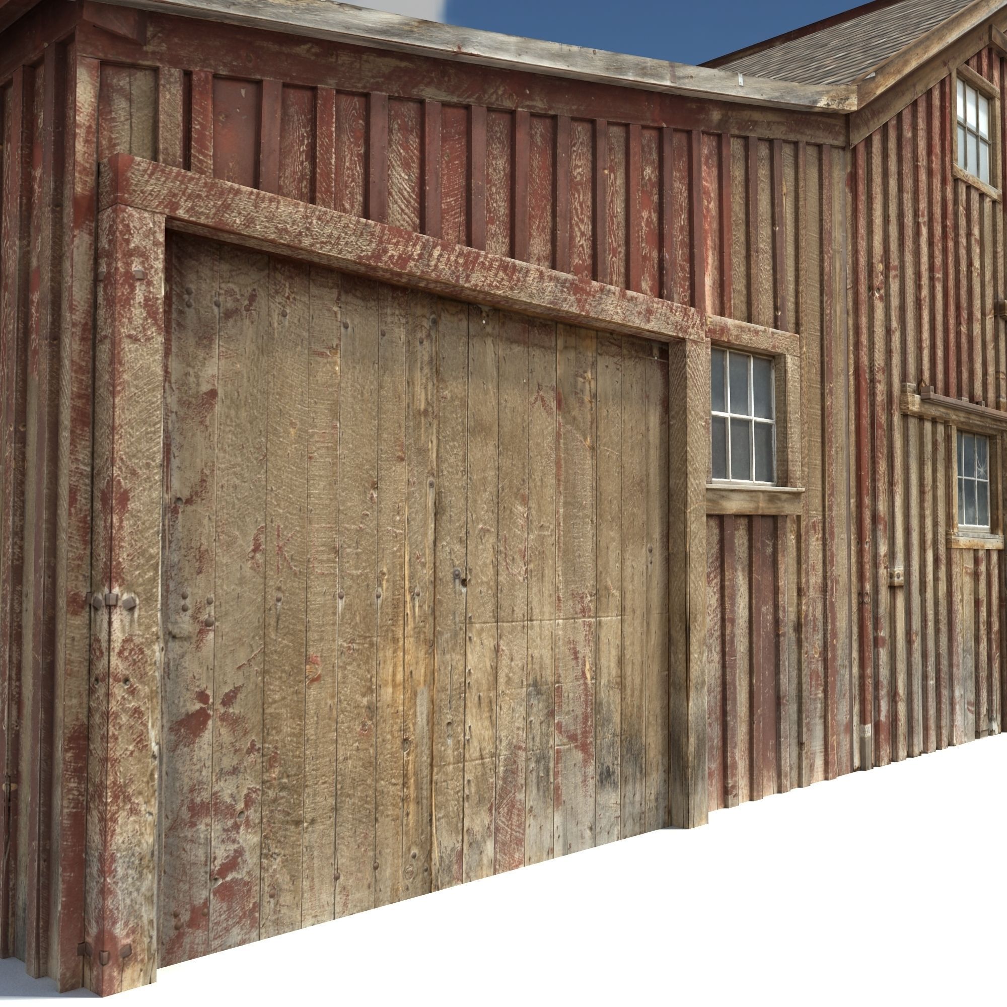 Low Poly Wild West Barn Low-poly 3D model_8