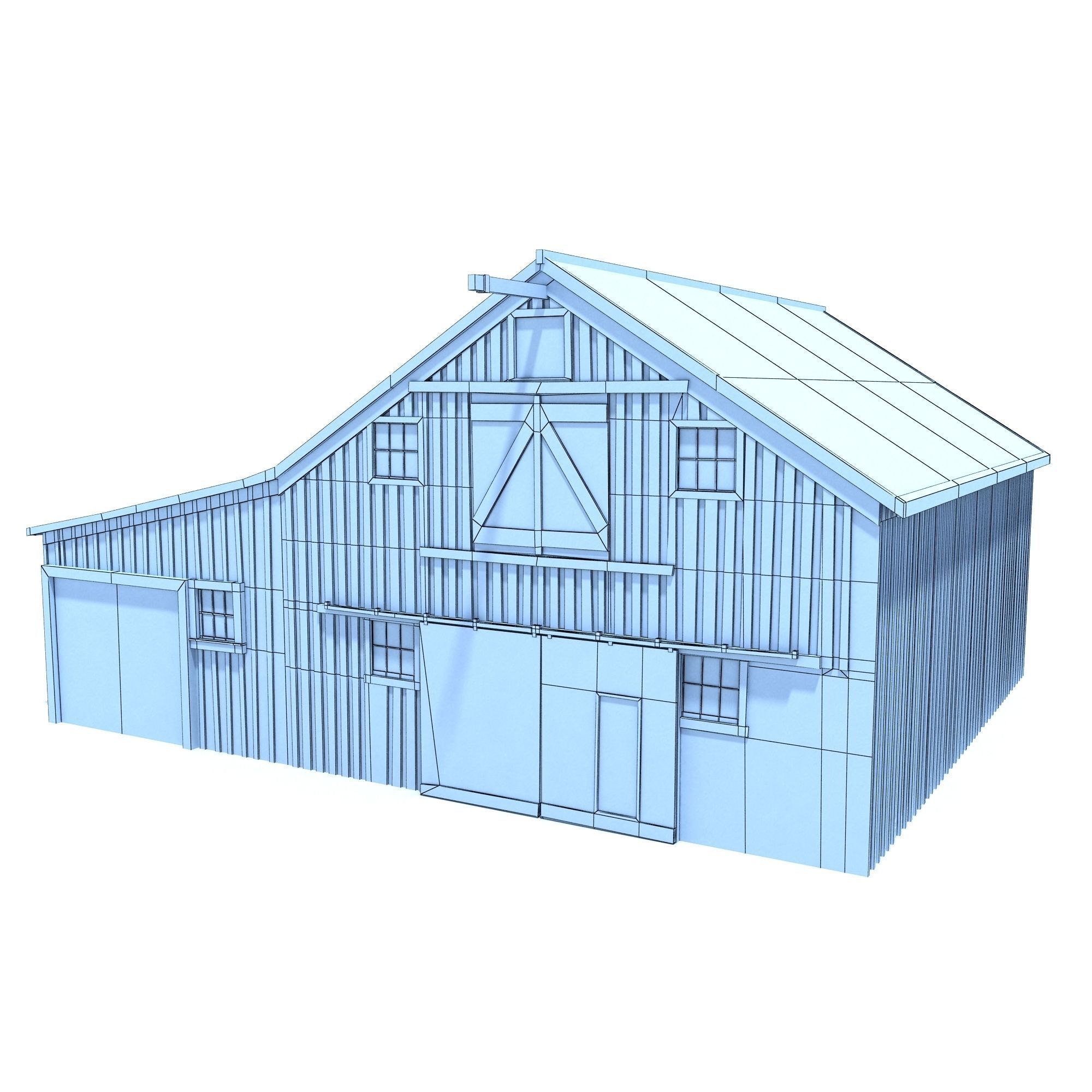 Low Poly Wild West Barn Low-poly 3D model_12