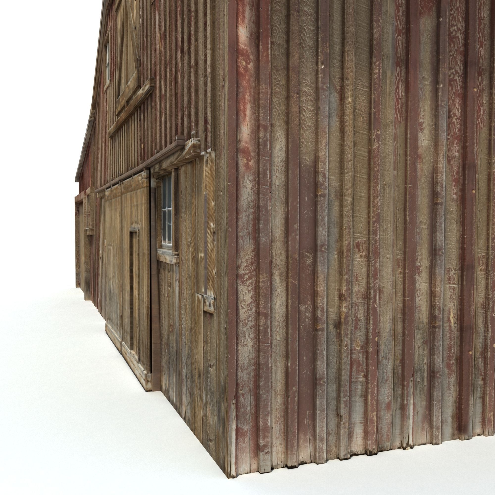 Low Poly Wild West Barn Low-poly 3D model_7