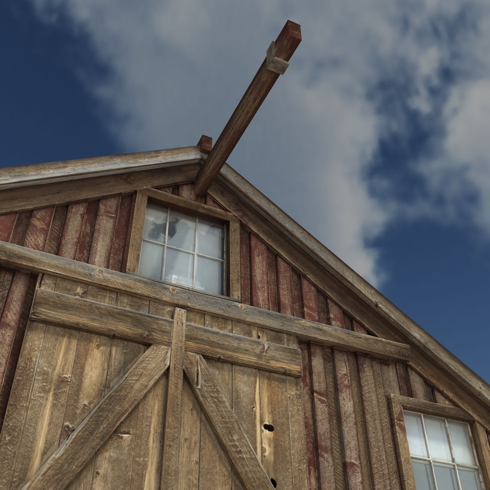 Low Poly Wild West Barn Low-poly 3D model_6