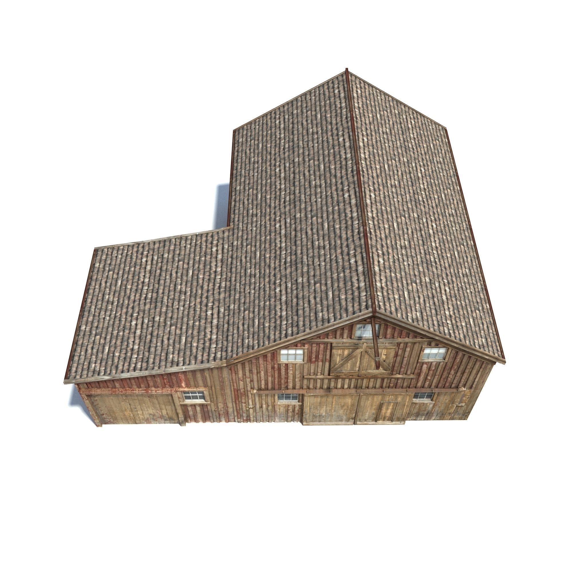 Low Poly Wild West Barn Low-poly 3D model_4