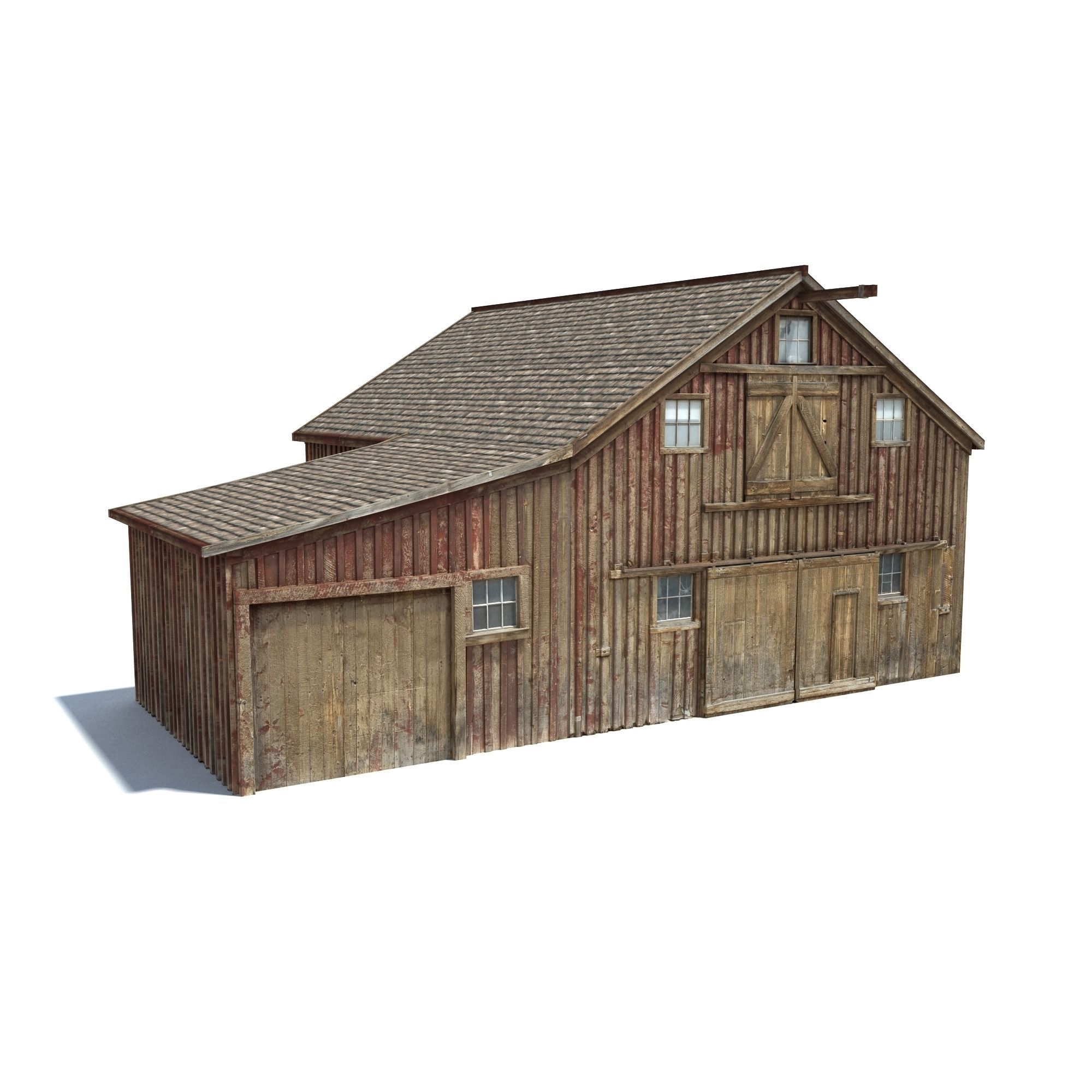 Low Poly Wild West Barn Low-poly 3D model_1