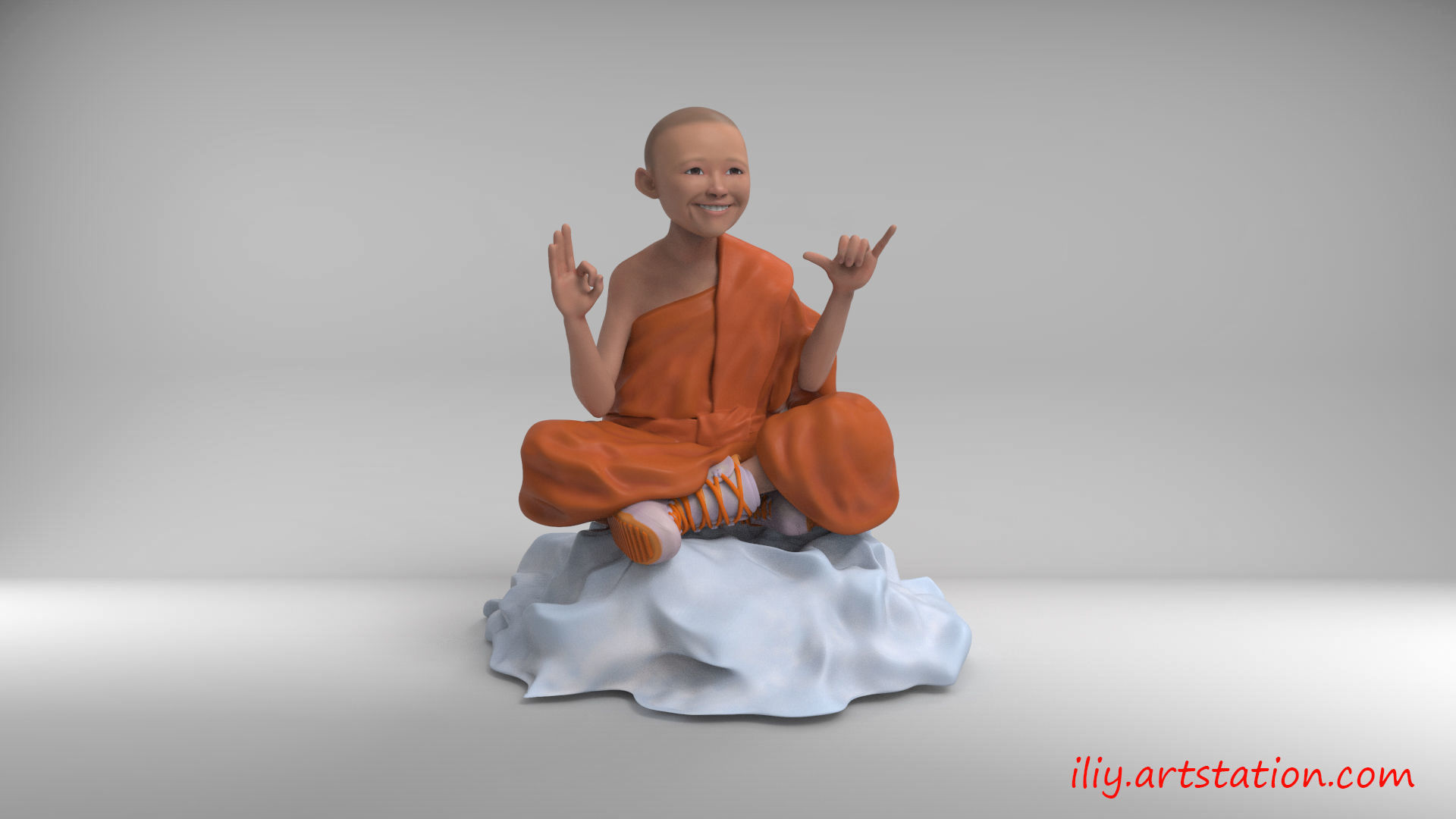 Little Buddhist Monk 3D print model_5