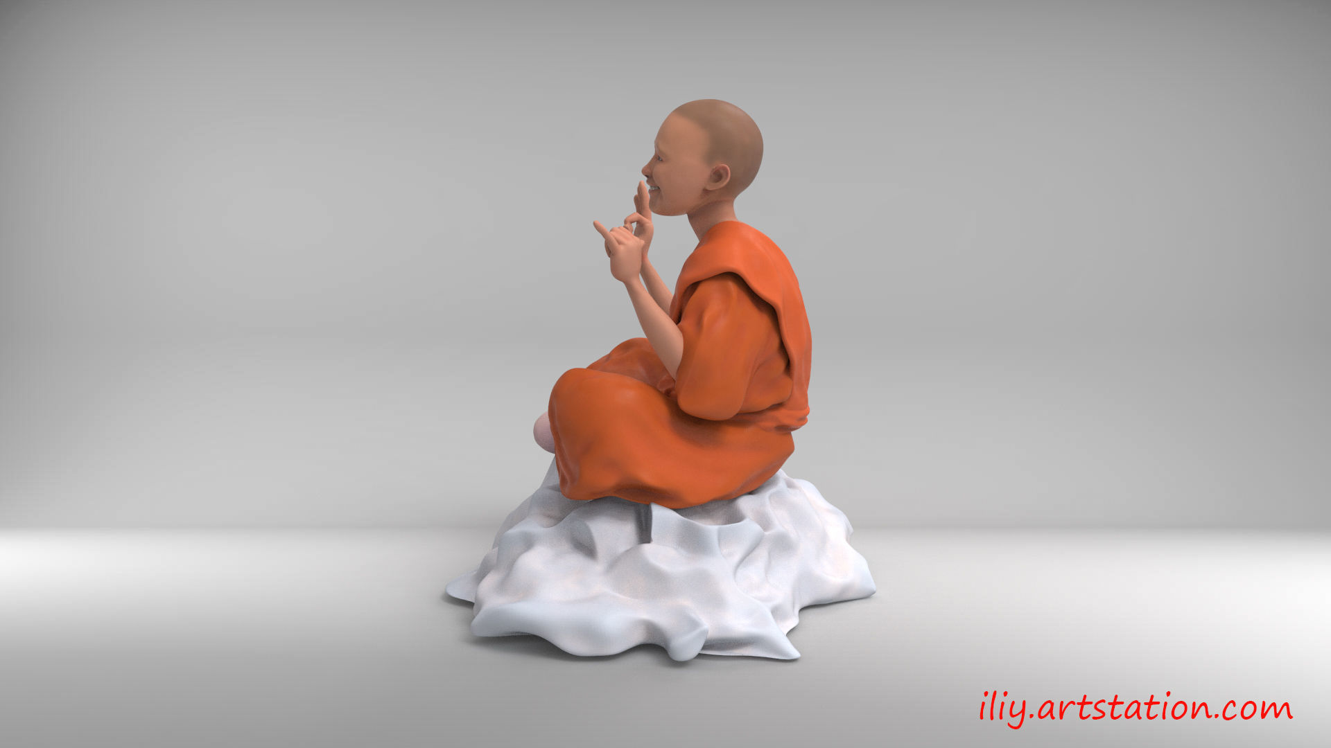 Little Buddhist Monk 3D print model_11
