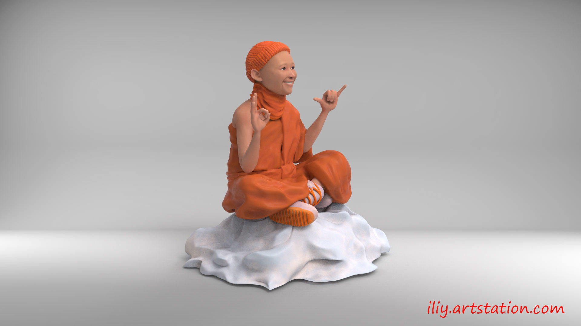 Little Buddhist Monk 3D print model_10