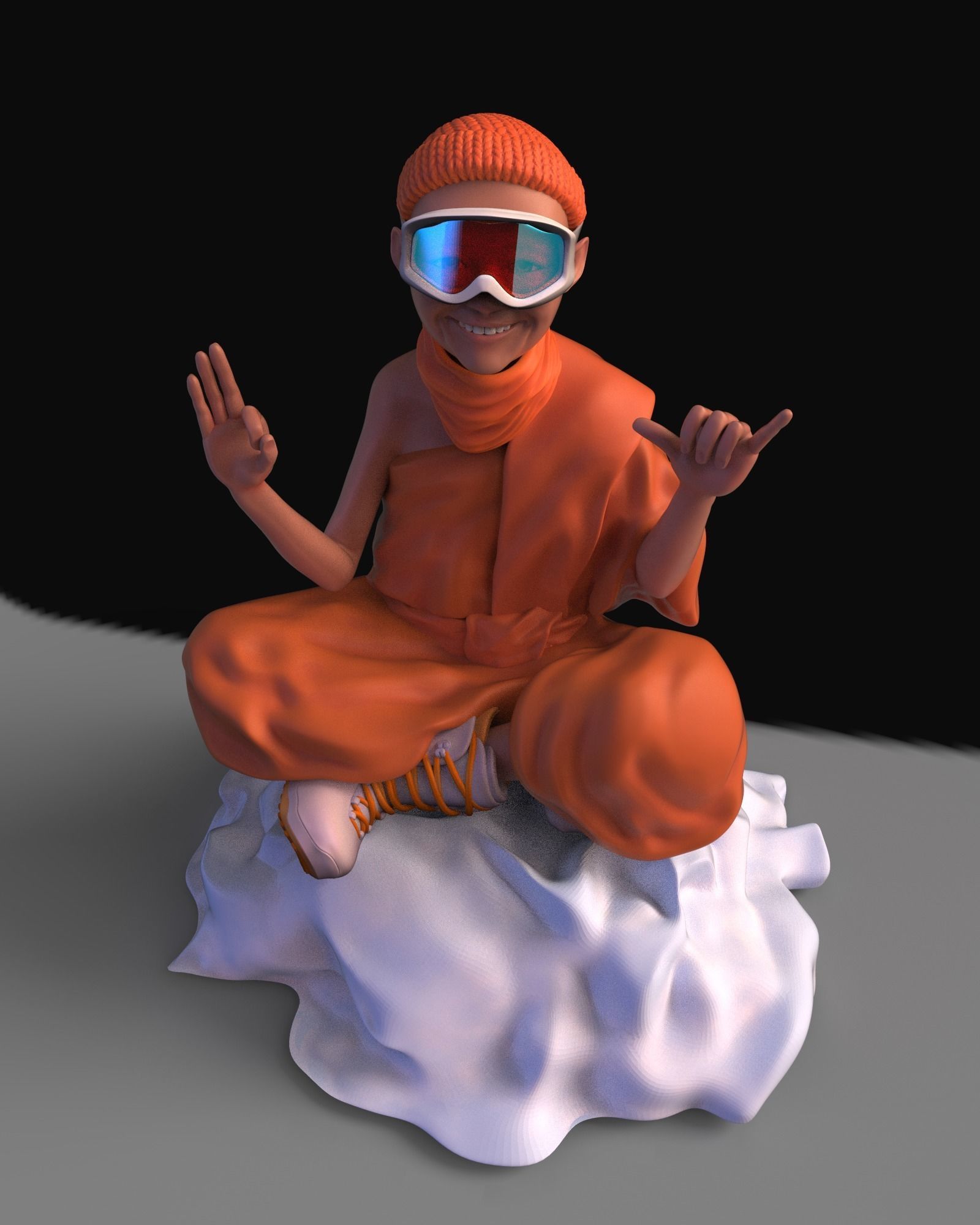 Little Buddhist Monk 3D print model_13