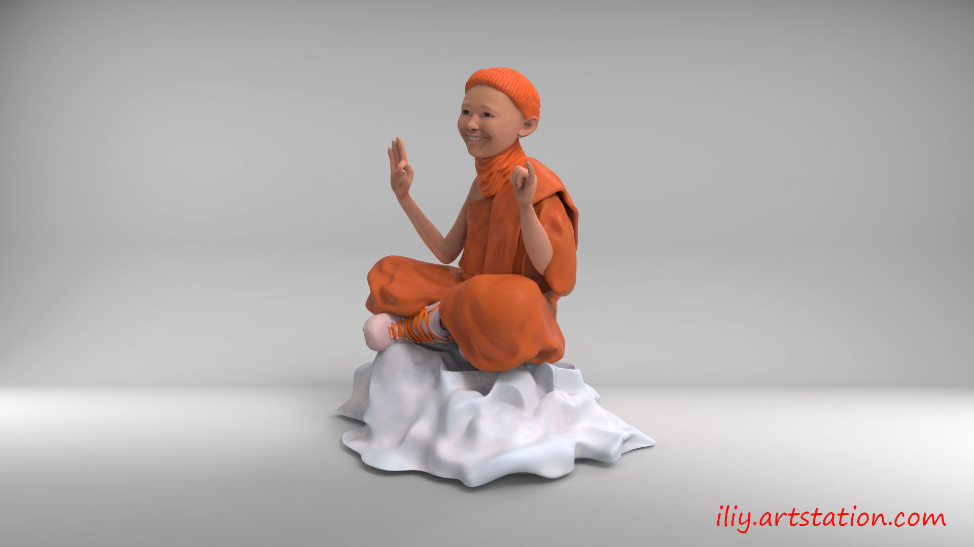 Little Buddhist Monk 3D print model_9