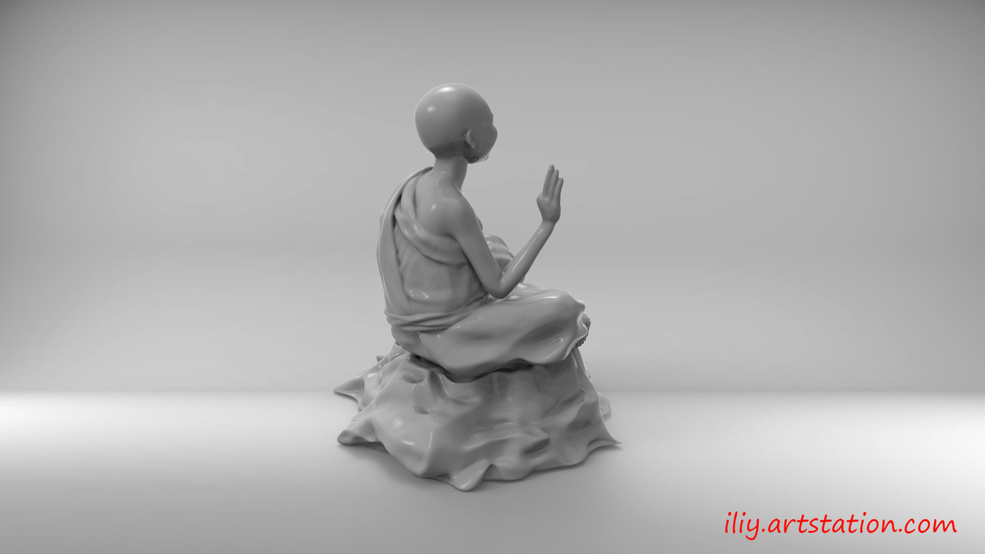 Little Buddhist Monk 3D print model_3