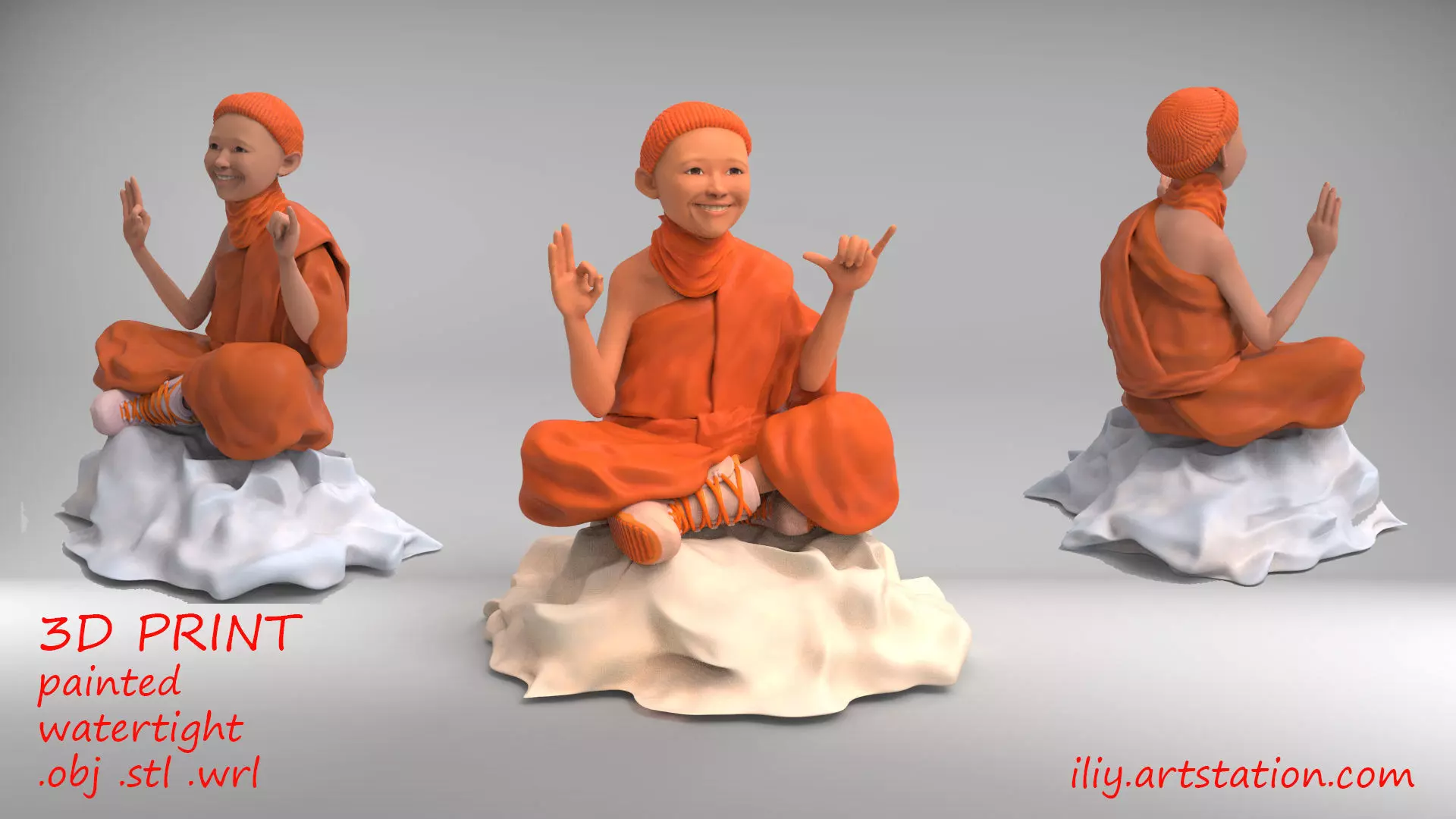 Little Buddhist Monk 3D print model_0