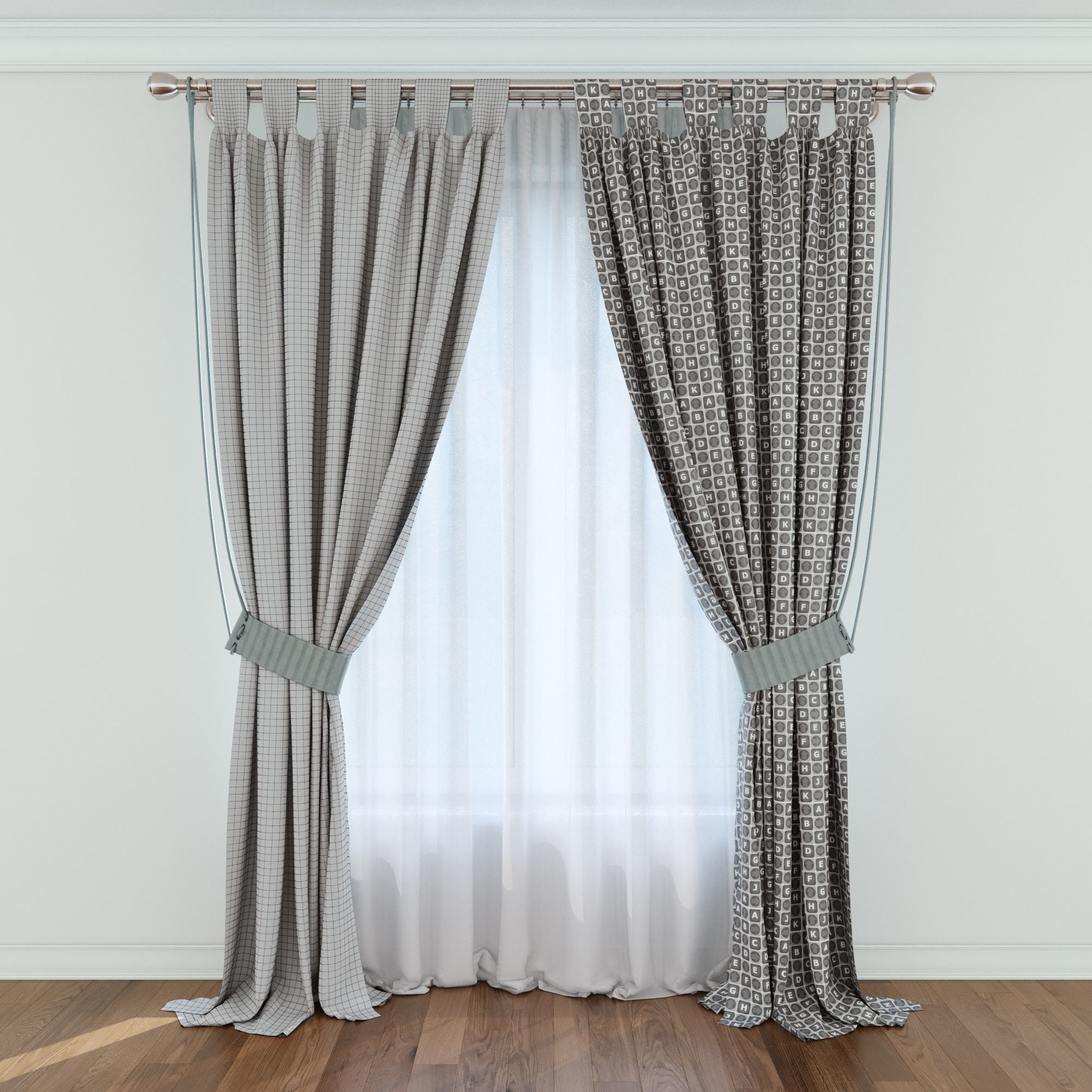 Modern Curtain 10 3D model_1
