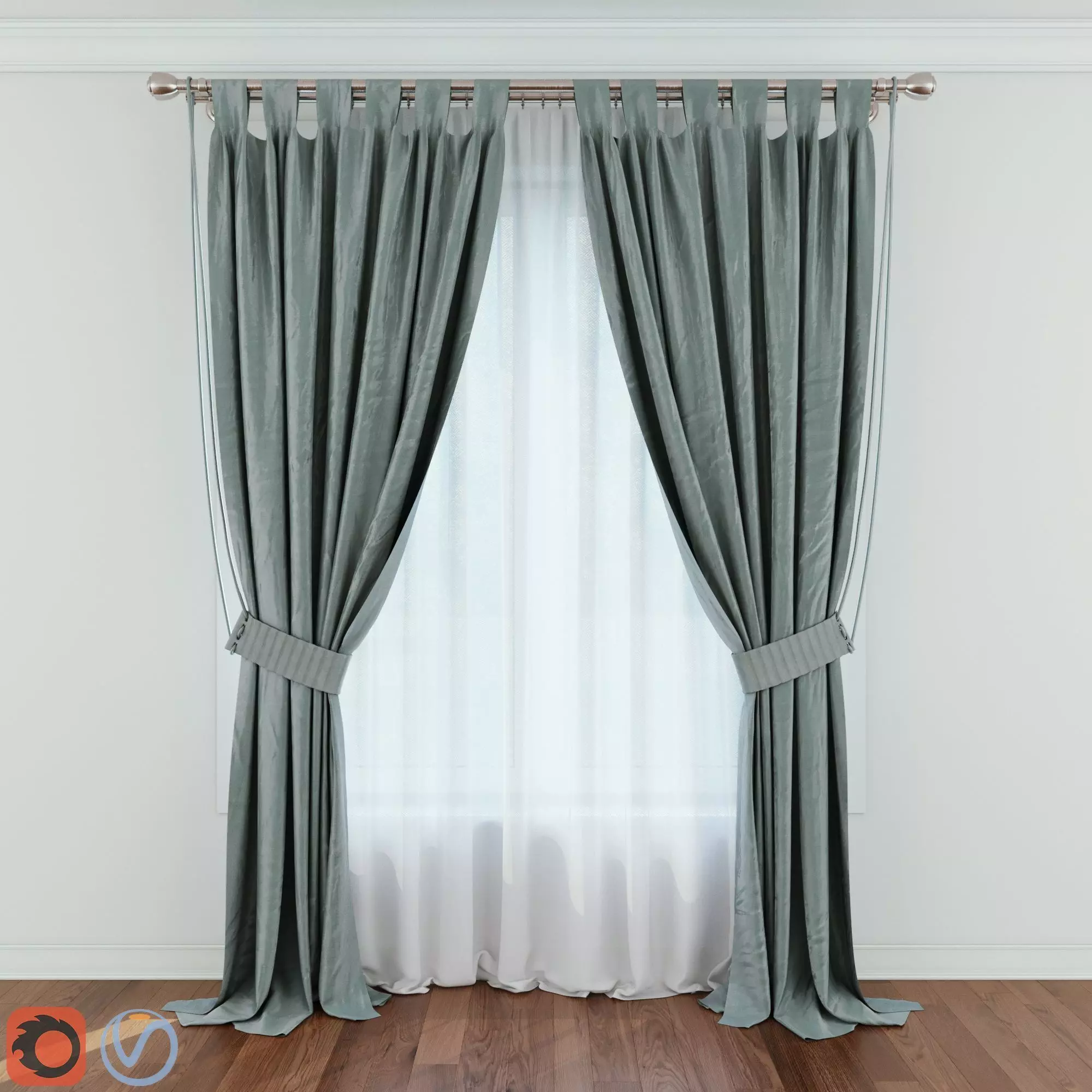 Modern Curtain 10 3D model_0