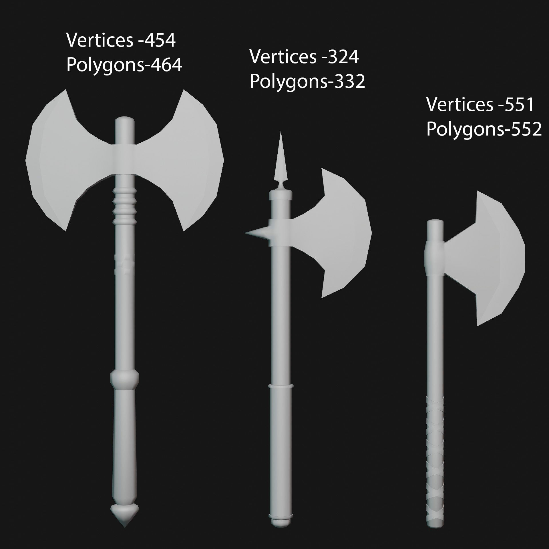 LowPoly Medieval Weapons Pack Low-poly 3D model_2