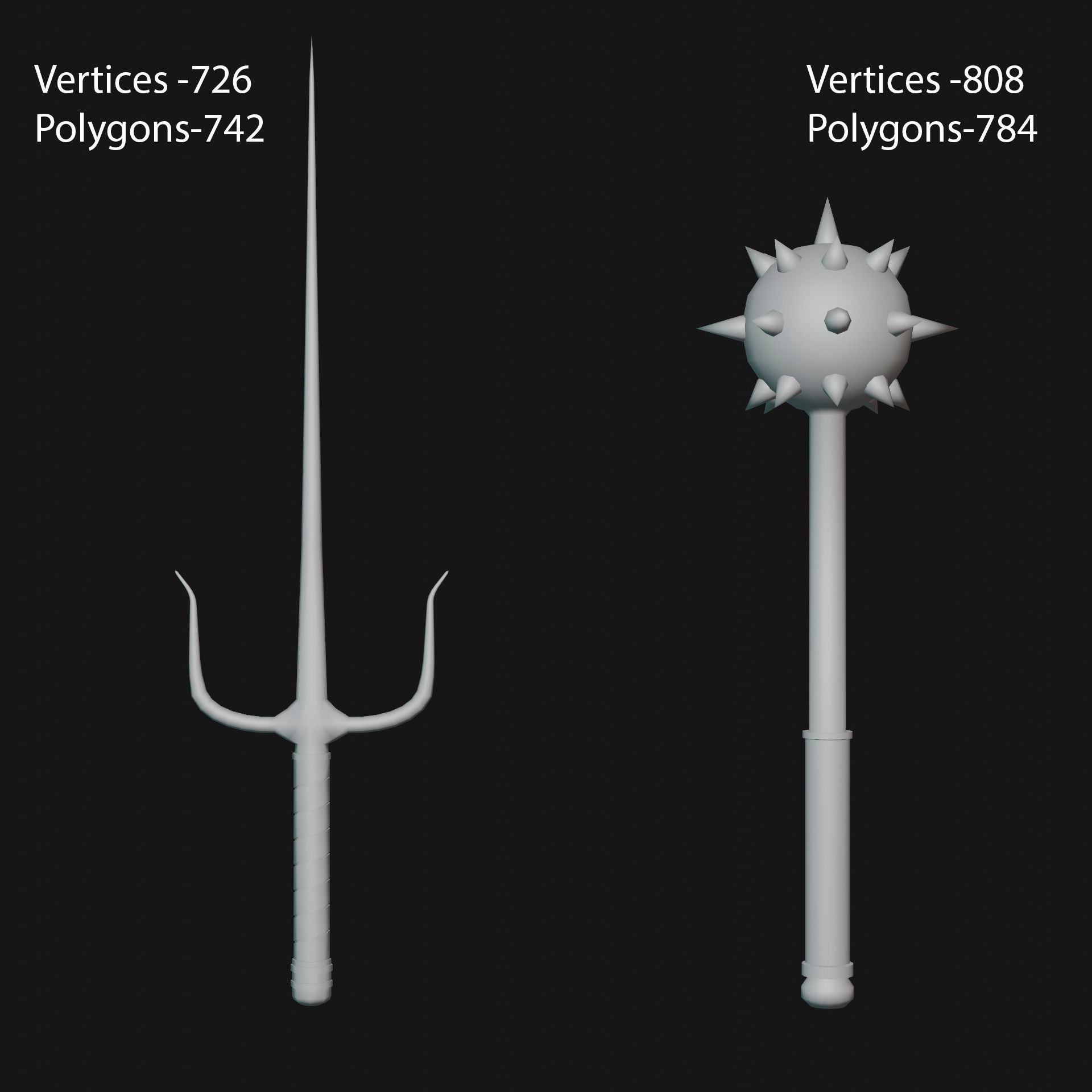 LowPoly Medieval Weapons Pack Low-poly 3D model_8