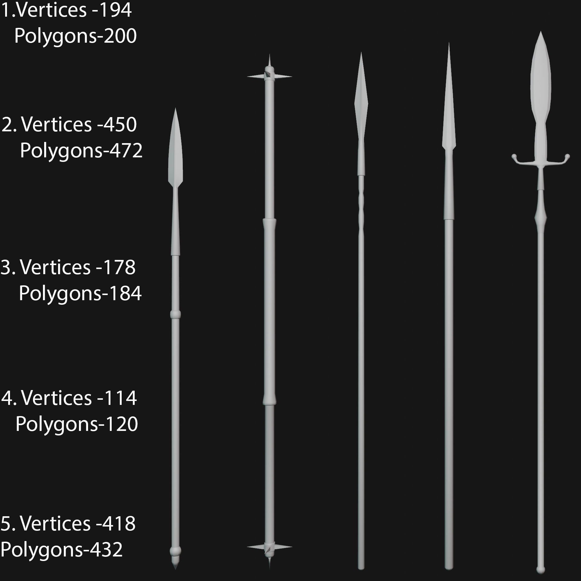 LowPoly Medieval Weapons Pack Low-poly 3D model_12