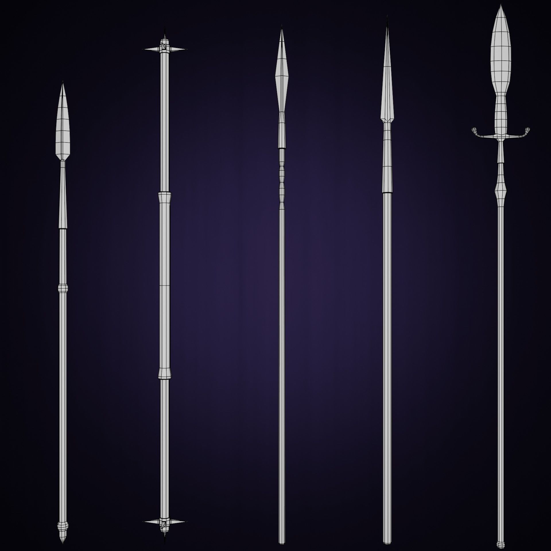 LowPoly Medieval Weapons Pack Low-poly 3D model_11
