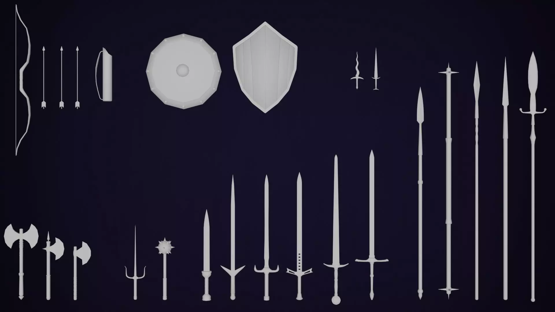 LowPoly Medieval Weapons Pack Low-poly 3D model_0