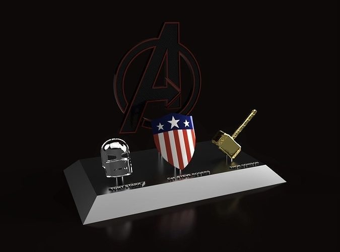  Avengers weapons showpiece with WW2 shield 3D print model