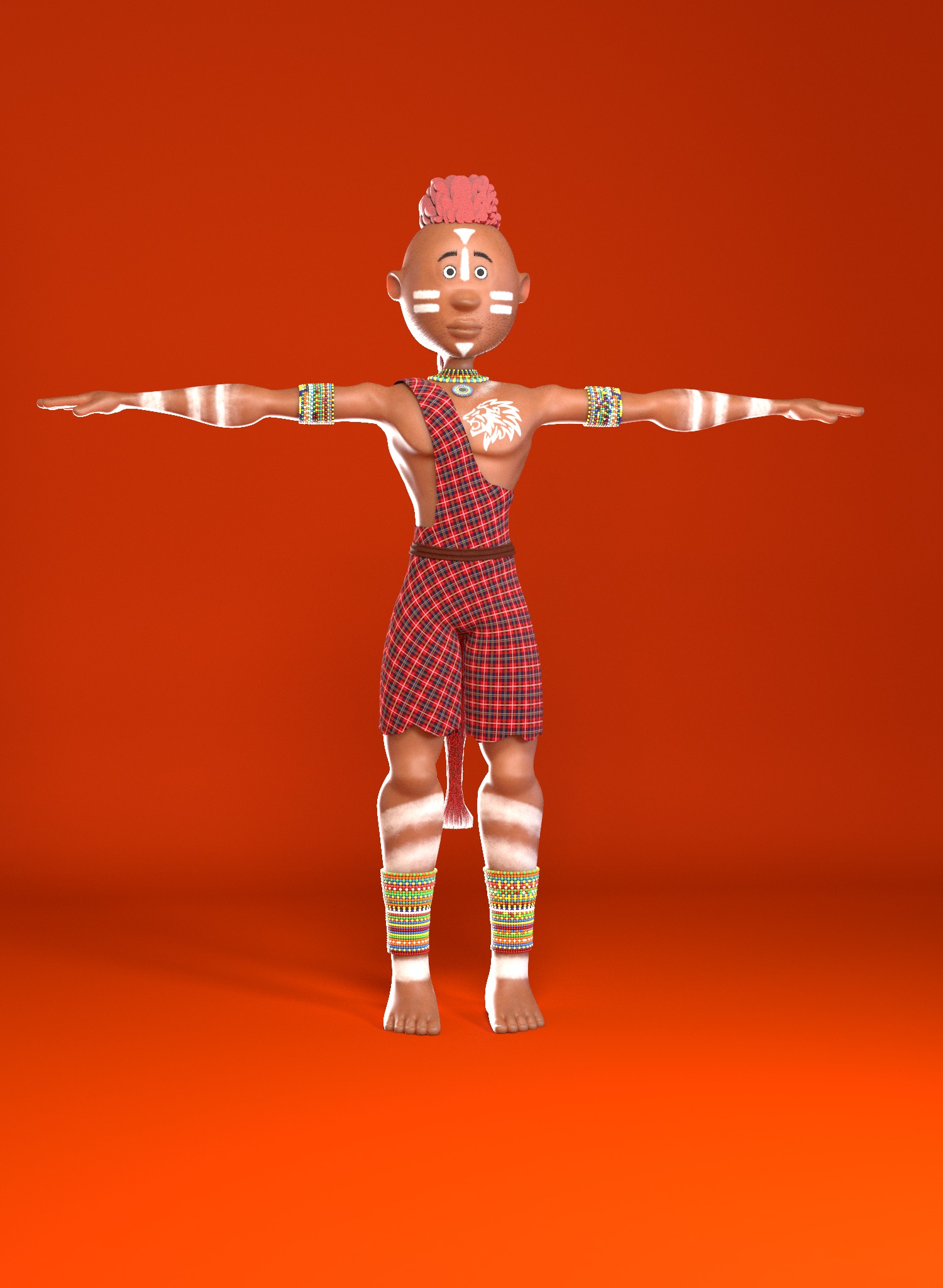 Maasai Male Character Rig 3D model_2