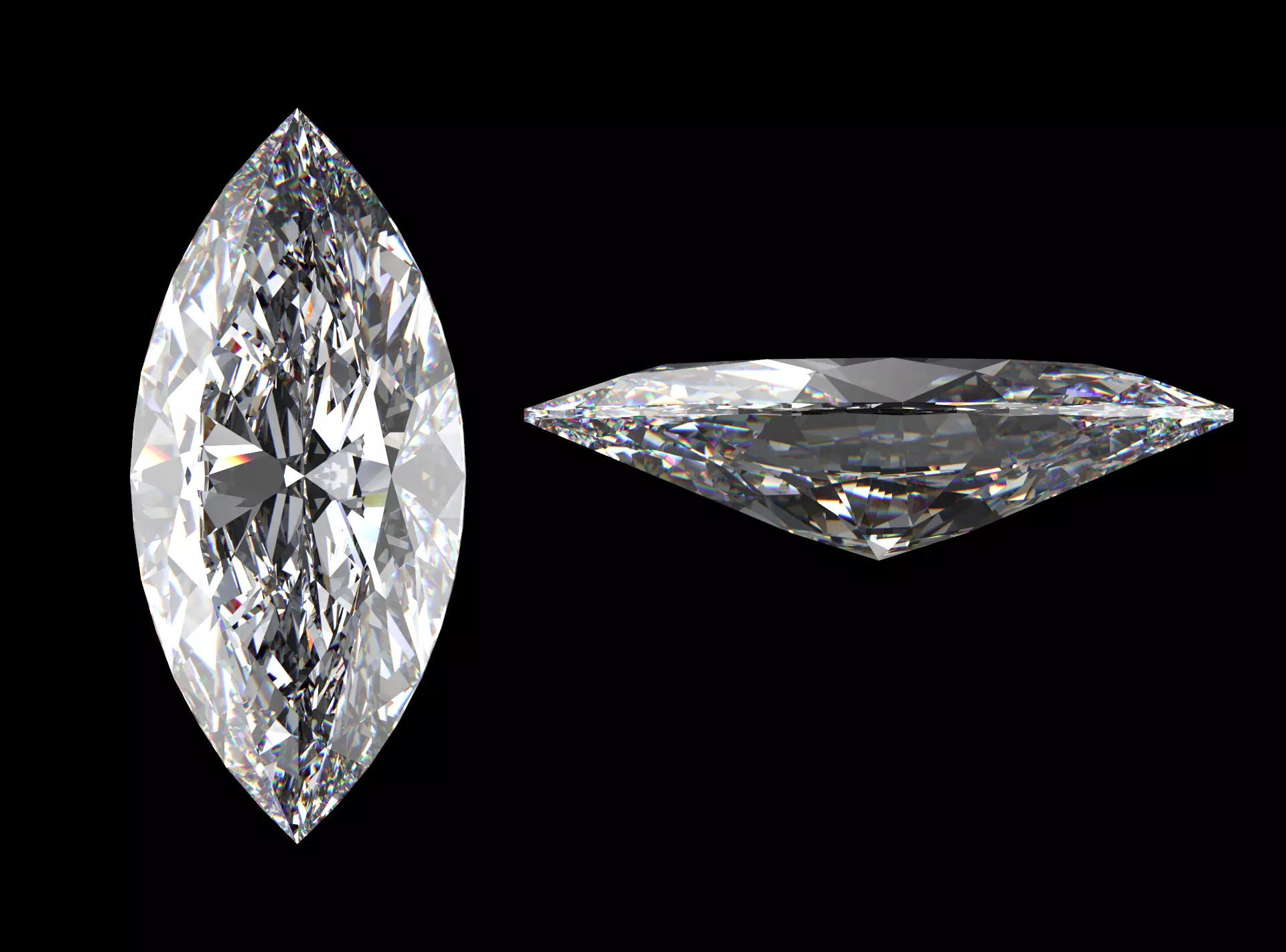 Marquise Cut Diamond - All Sizes 3D model_0