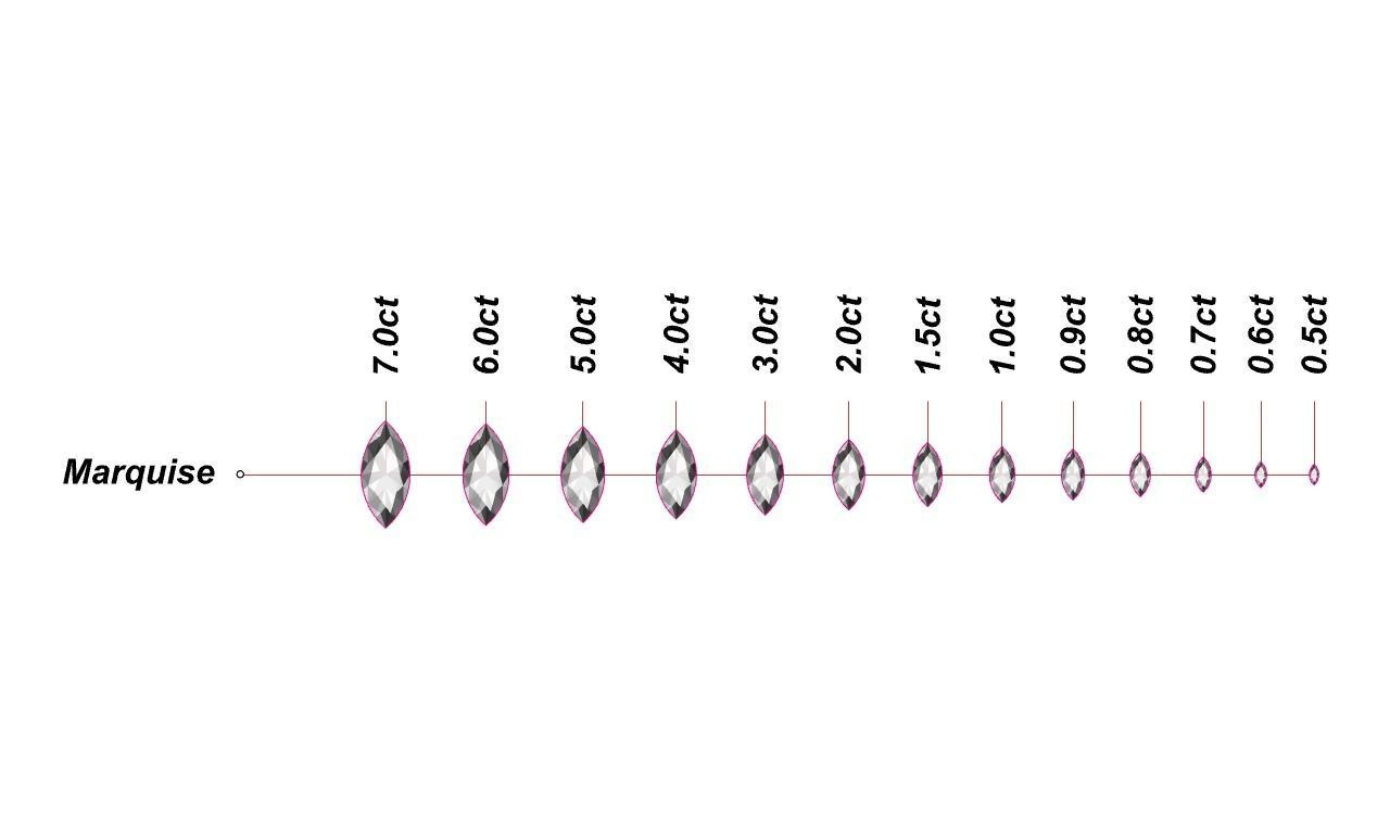 Marquise Cut Diamond - All Sizes 3D model_1