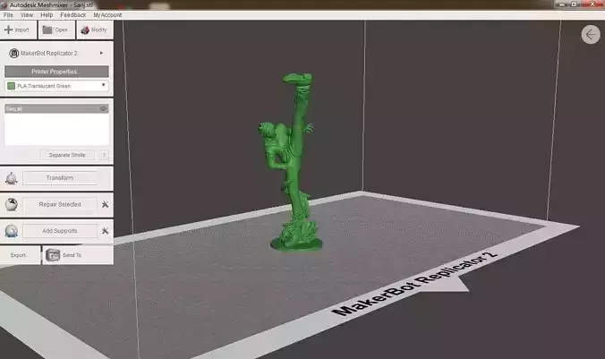 Sanj statue in computer screen 3D print model