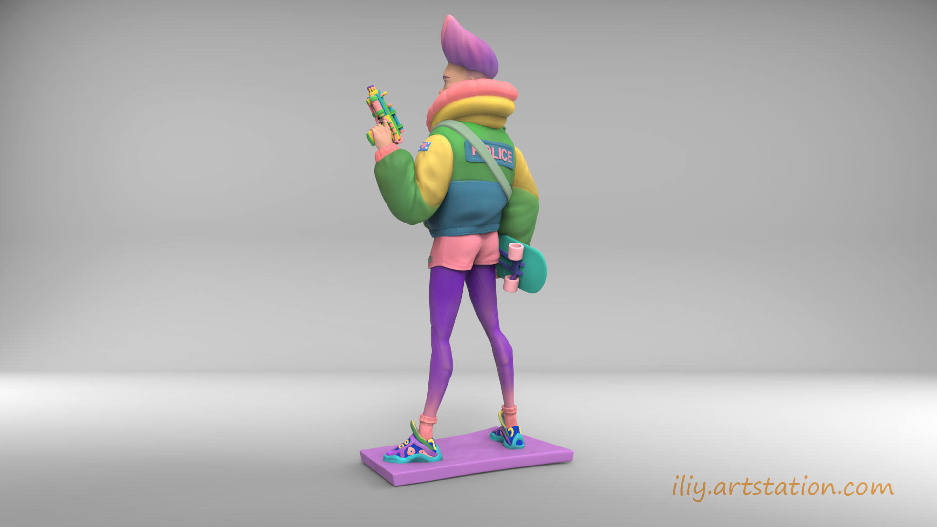 Police Girl 3D print model_4