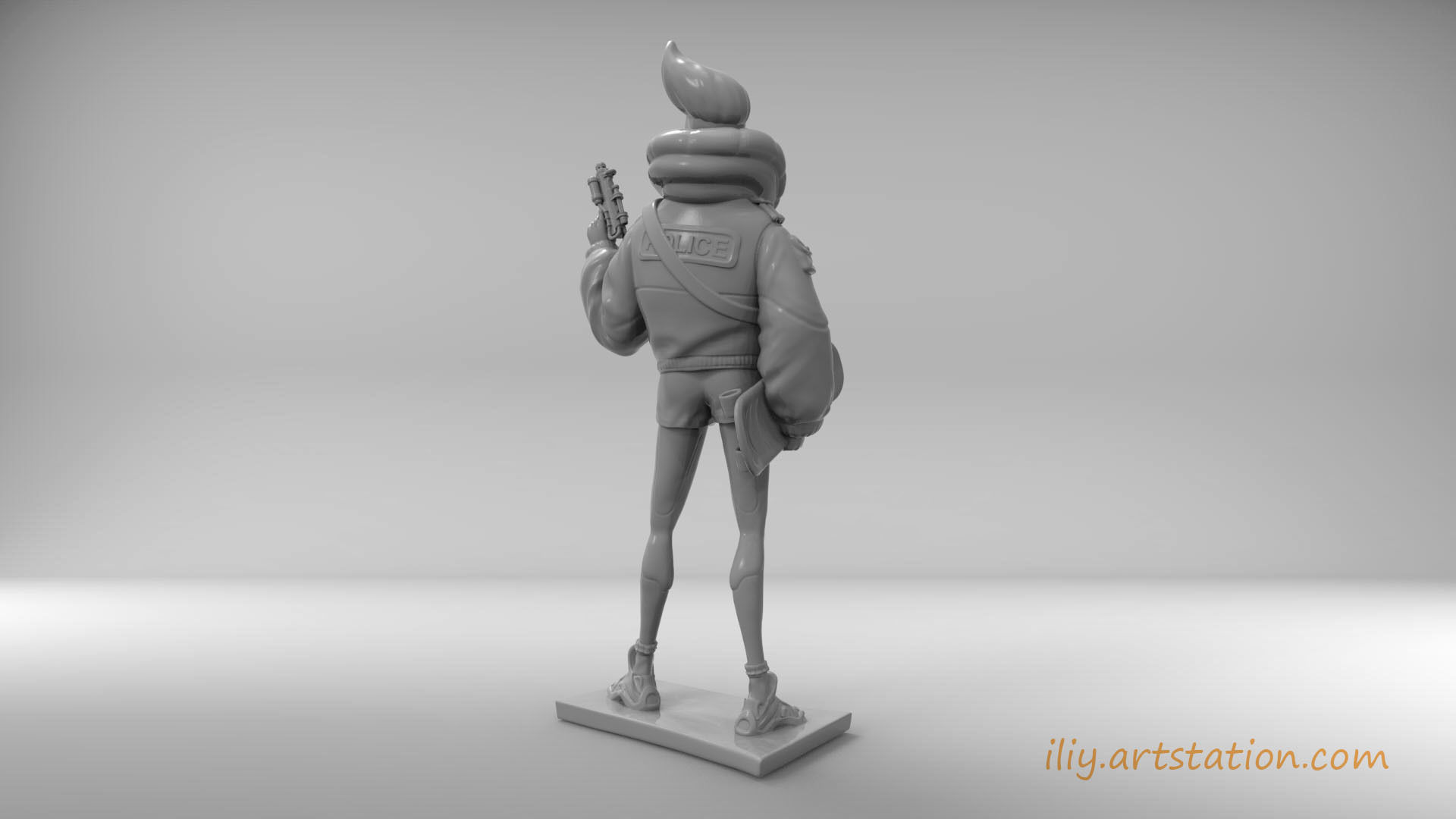 Police Girl 3D print model_3