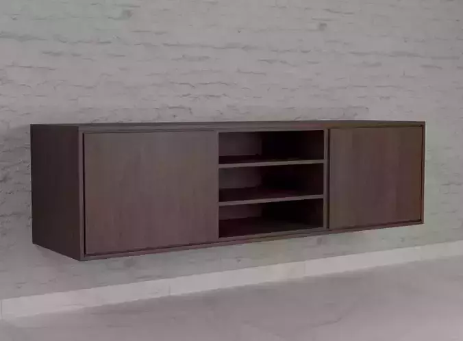 Credenza wall unit with shelves and drawers Low-poly 3D model