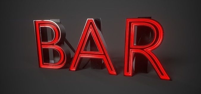Bar Neon sign PBR Low-poly 3D model