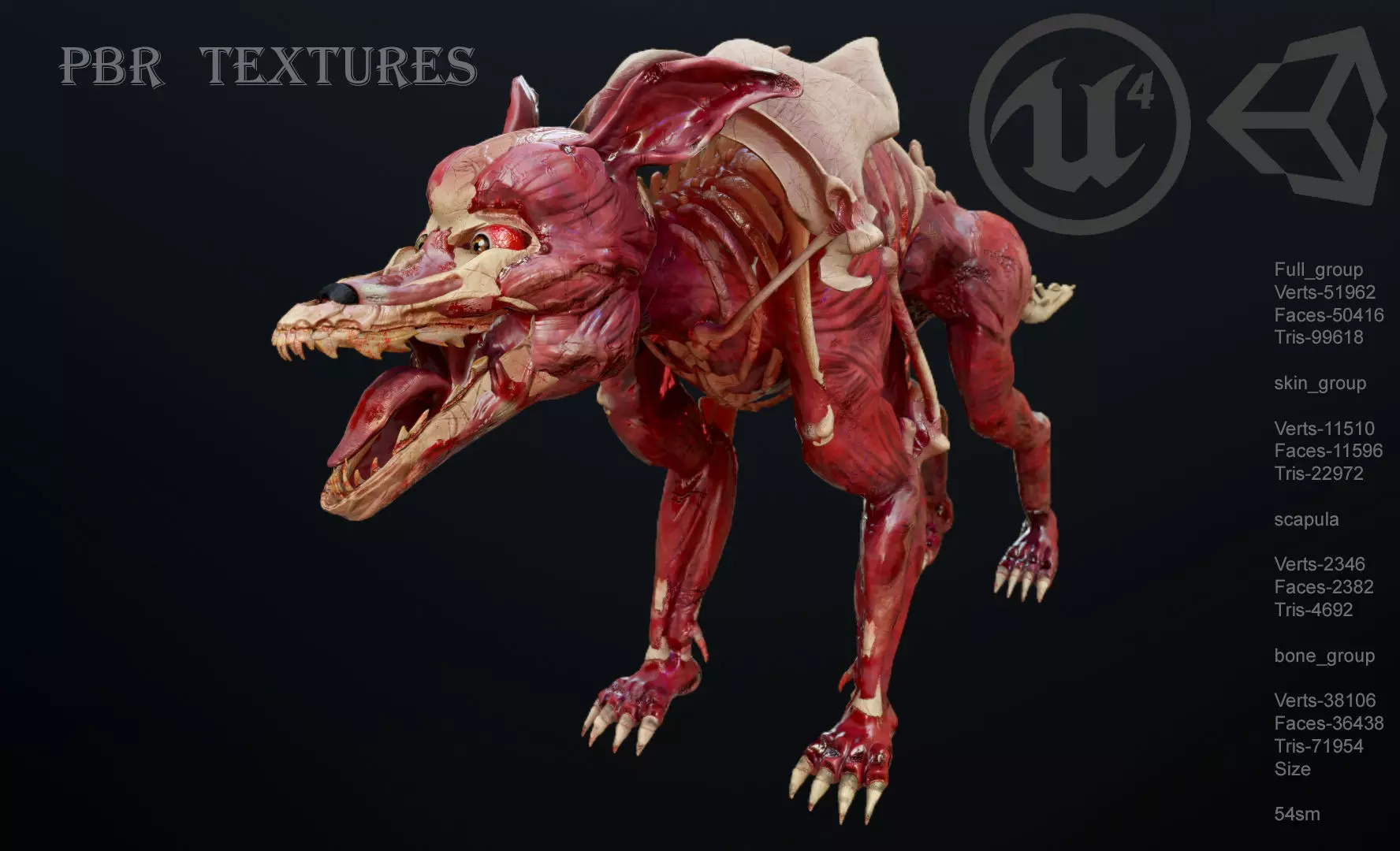 Dog mutant Low-poly 3D model_0