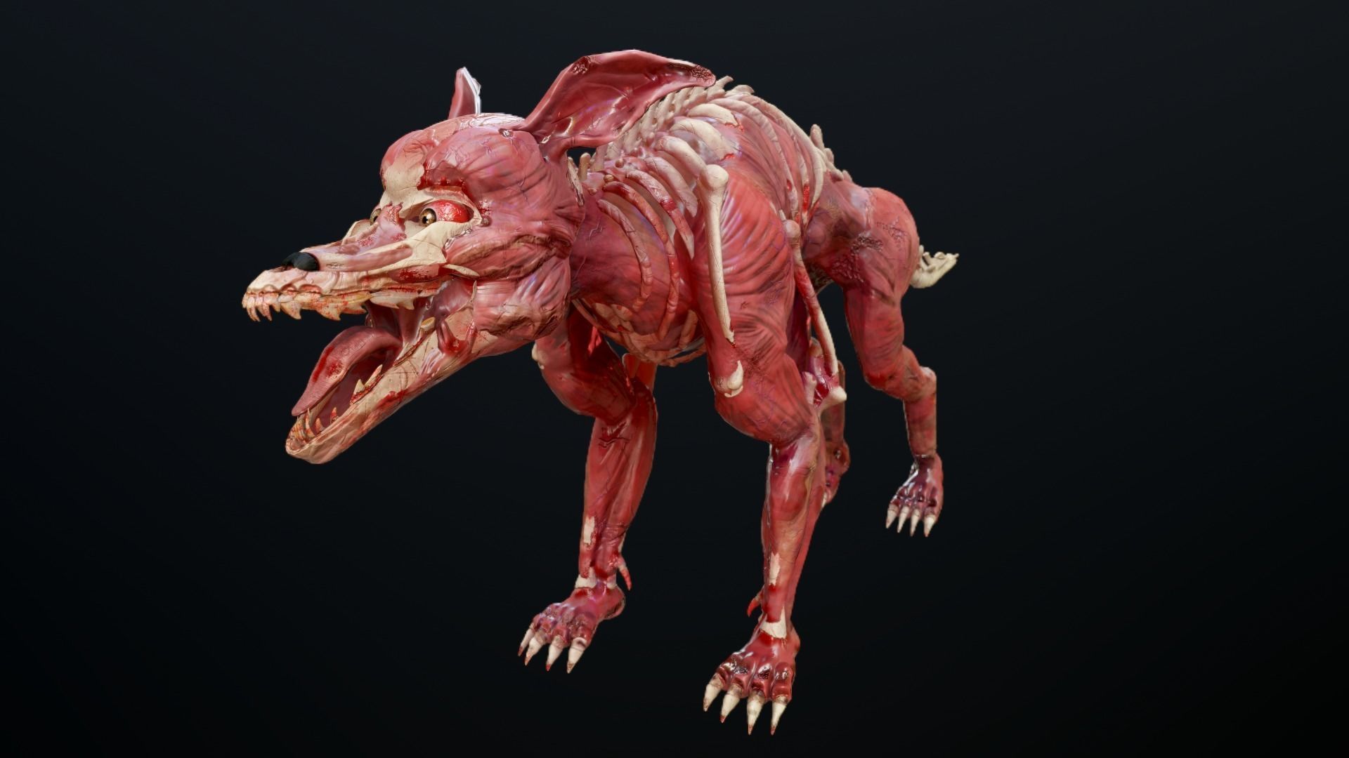 Dog mutant Low-poly 3D model_4