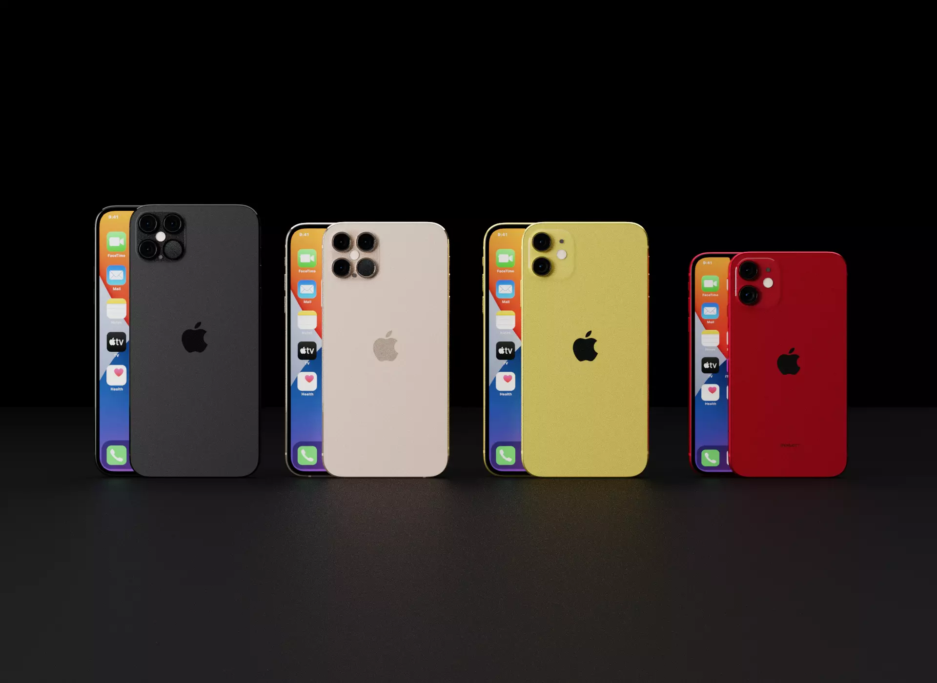 Concept of iPhone 12 All Models According to leaks 3D model_0
