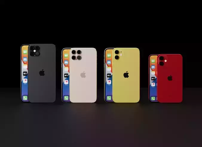 Concept of iPhone 12 All Models According to leaks 3D model