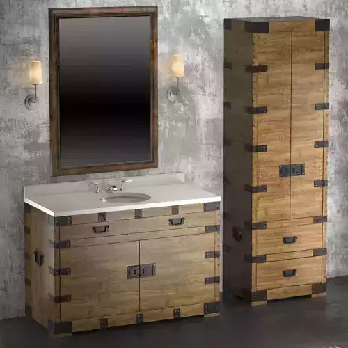 HEIRLOOM SILVER a washbasin and cupboard Restoration Hardware