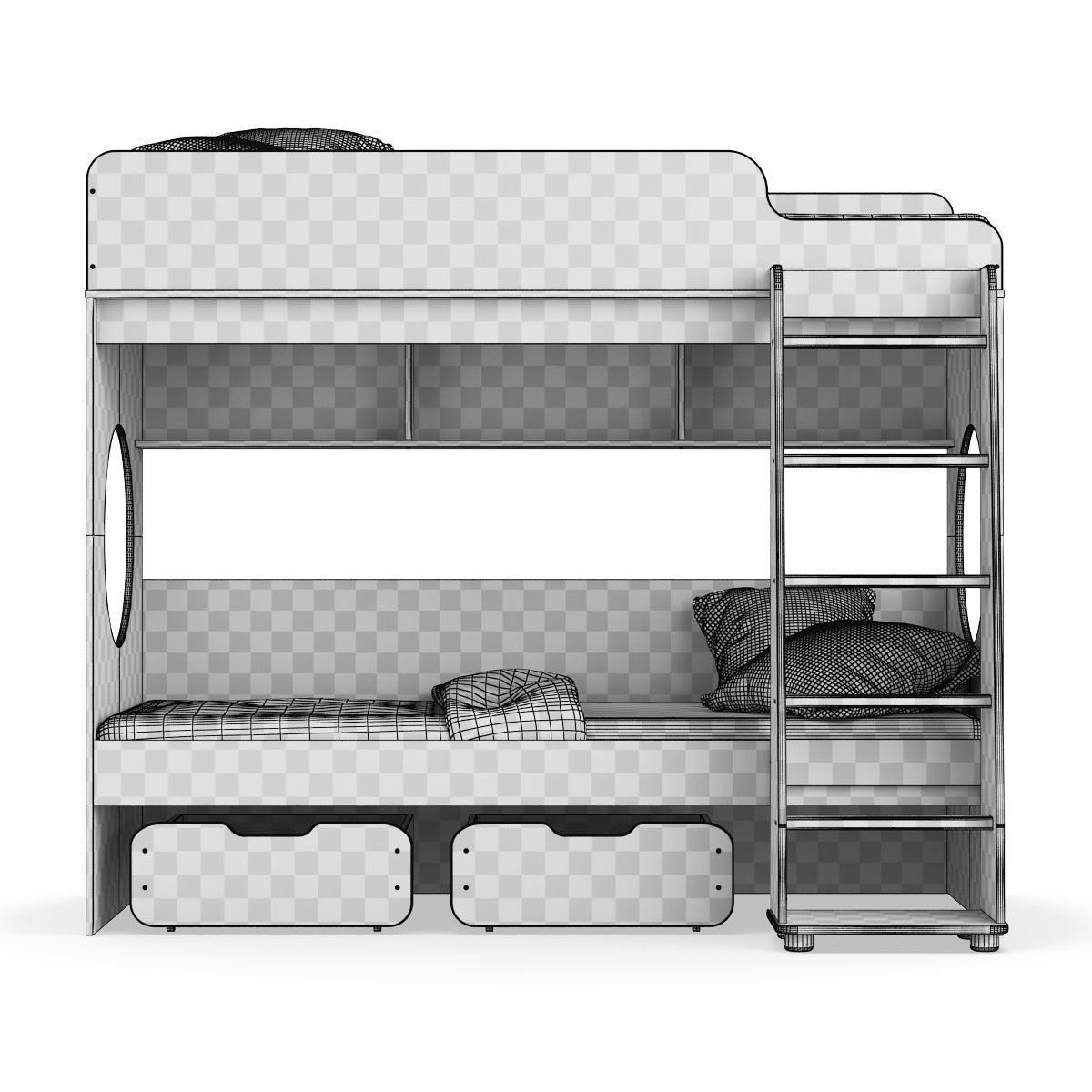 Legenda K07 with LP04 childrens modular bed 3D model_7