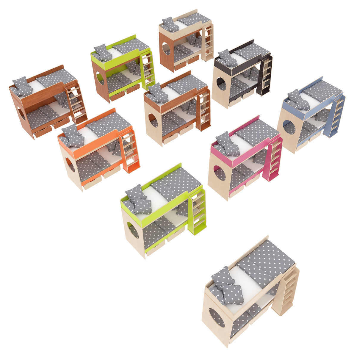 Legenda K07 with LP04 childrens modular bed 3D model_5