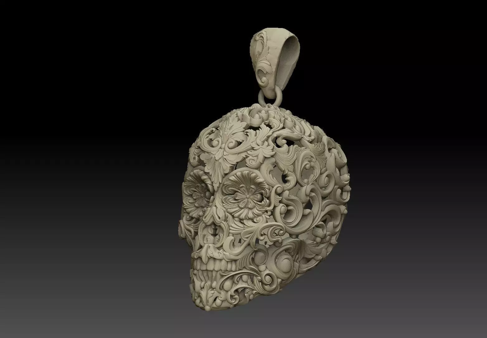 Skull ornamental pendant jewelry 3D print model