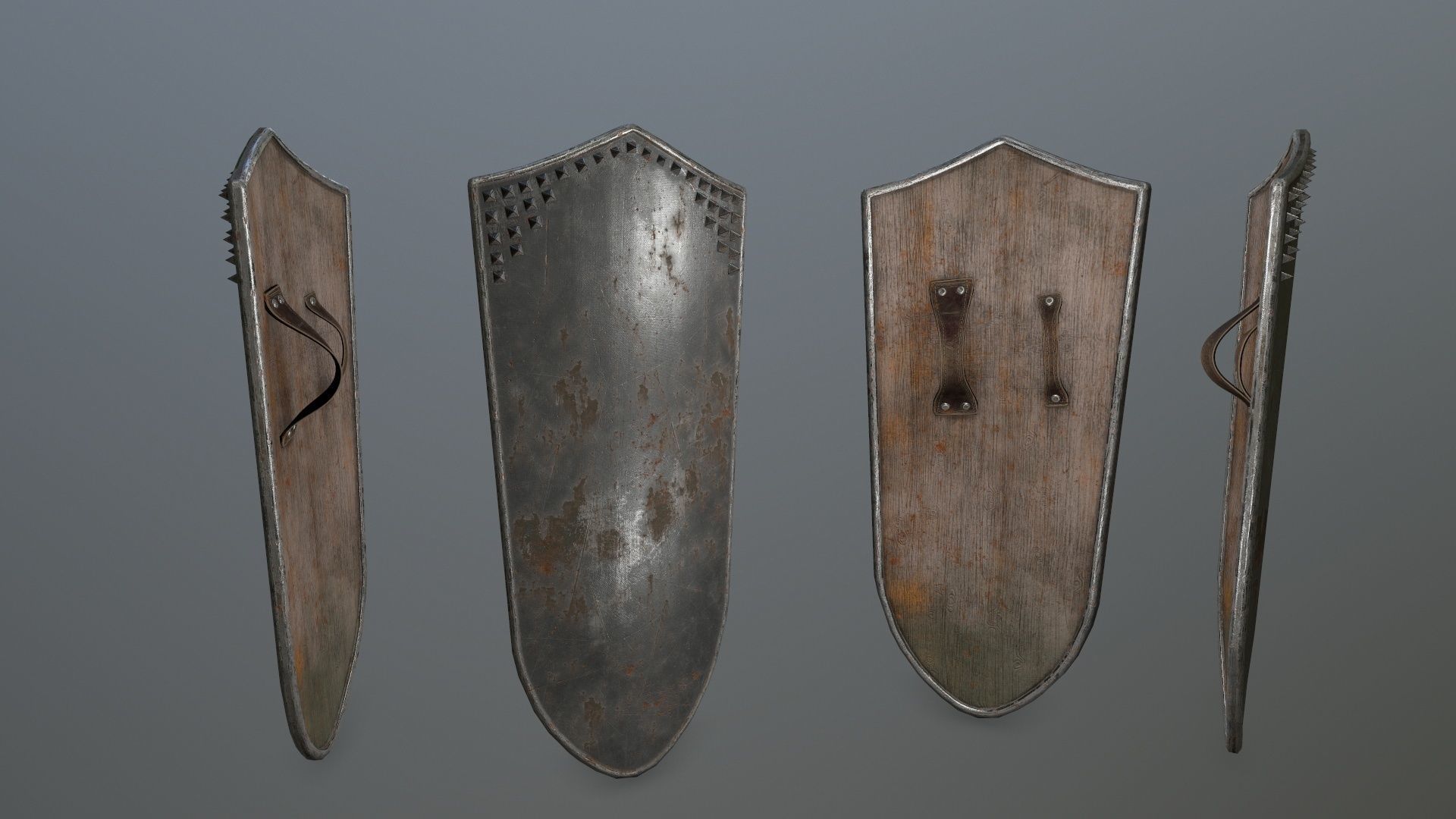 shield set spartan Low-poly 3D model_6