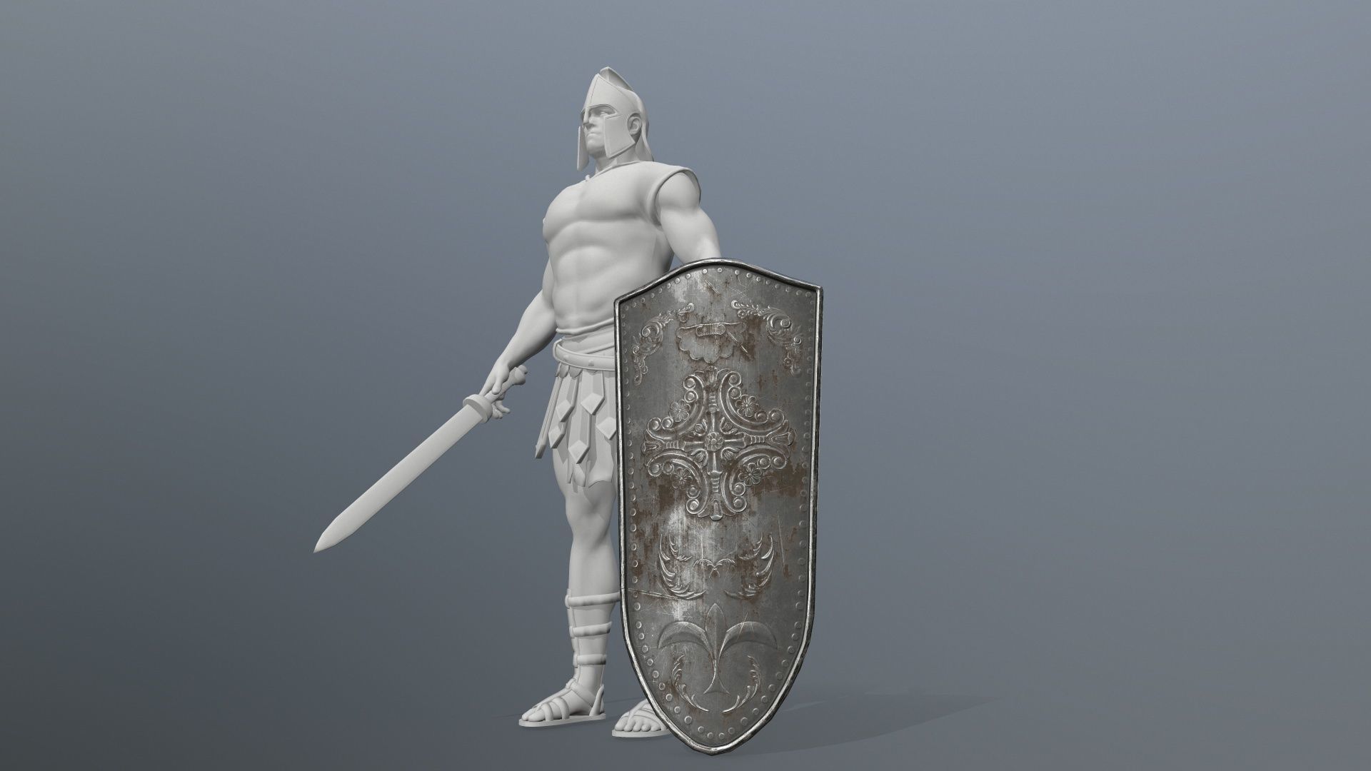 shield set spartan Low-poly 3D model_11