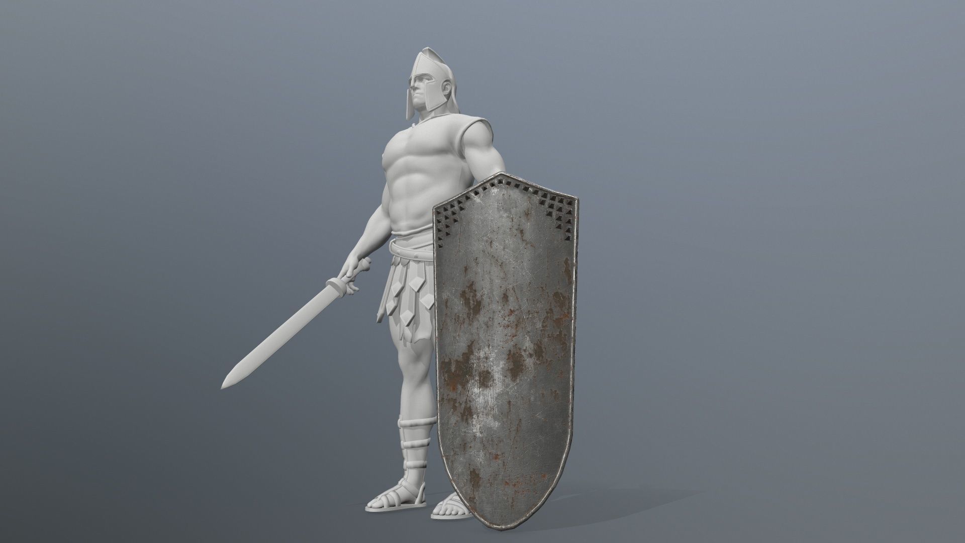 shield set spartan Low-poly 3D model_13